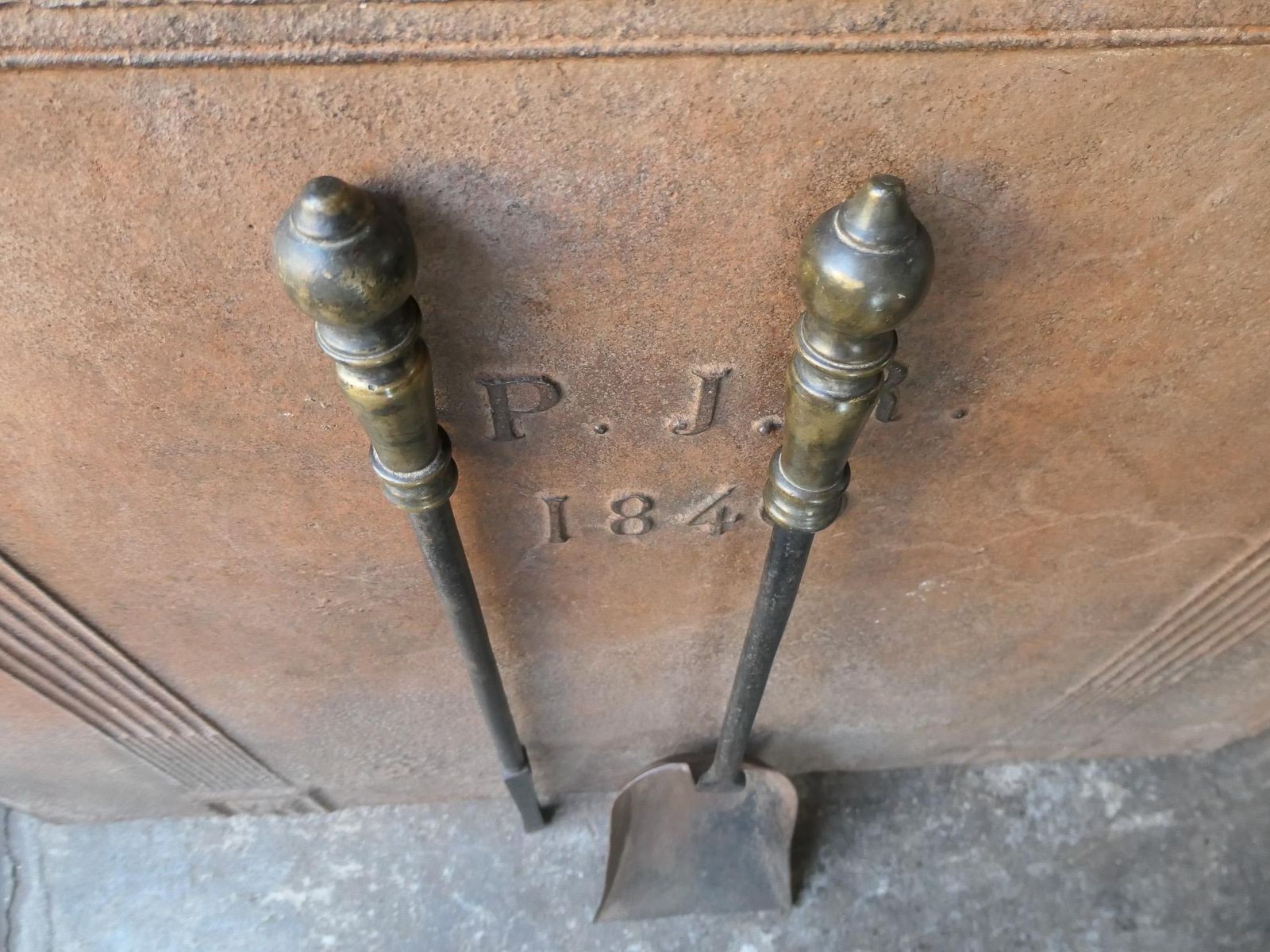 photo vinterior Large French Napoleon III Fireplace Tools, 19th 20th Century