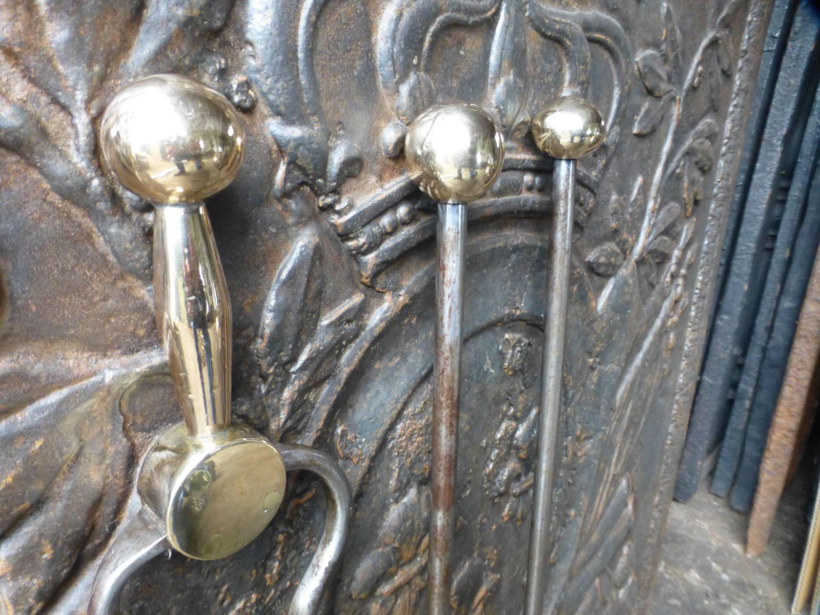 Polished Steel And Bronze Fireplace Tool Set photo Home Fixtures