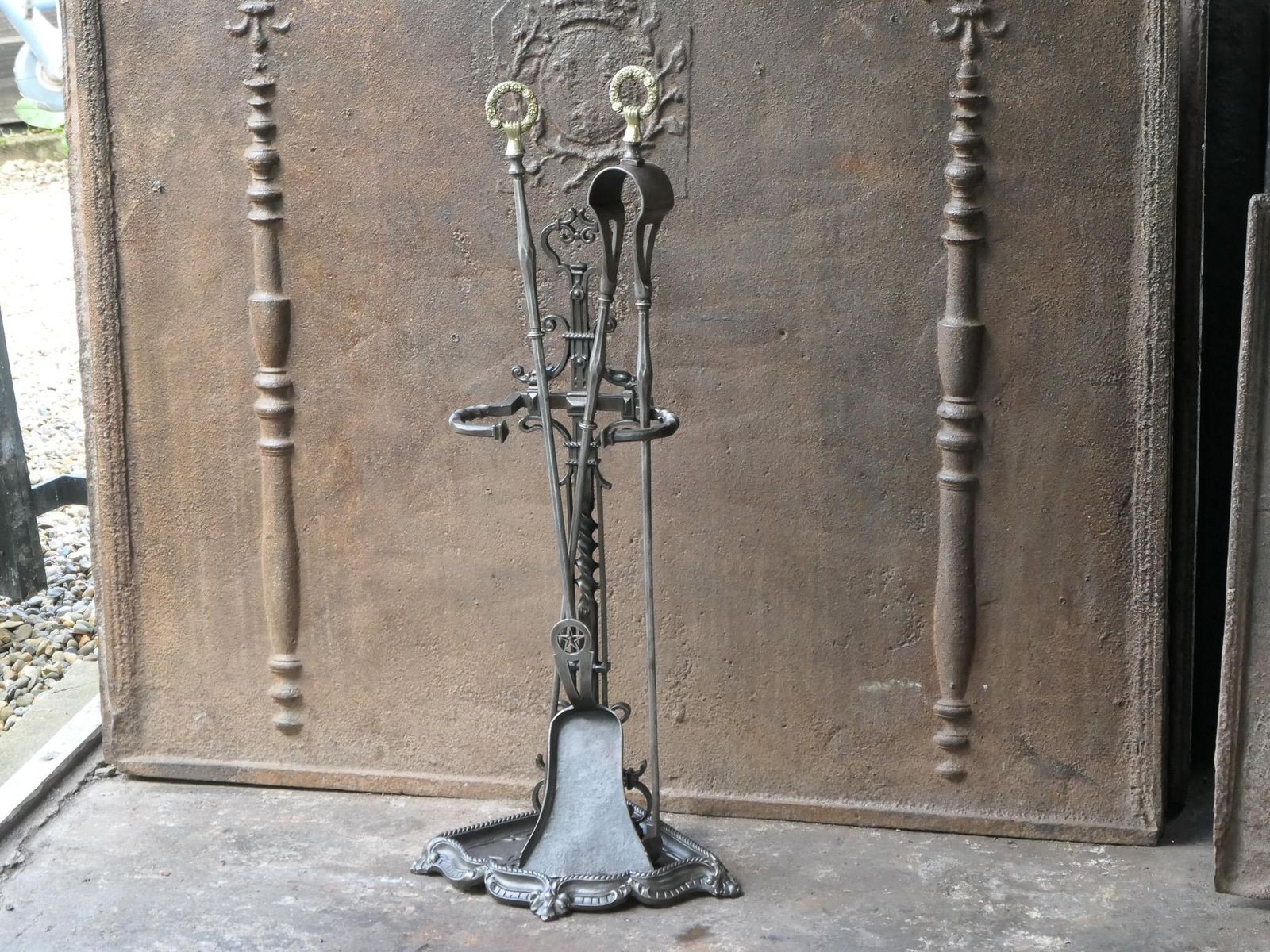 Large 19th Century French Napoleon III Fireplace Toolset photo Home Fixtures