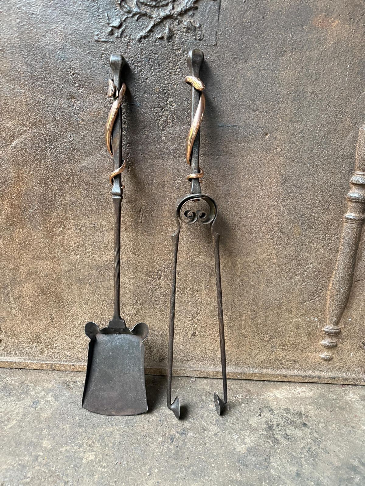 Exceptional Dutch Art Nouveau Fireplace Tools photo for sale