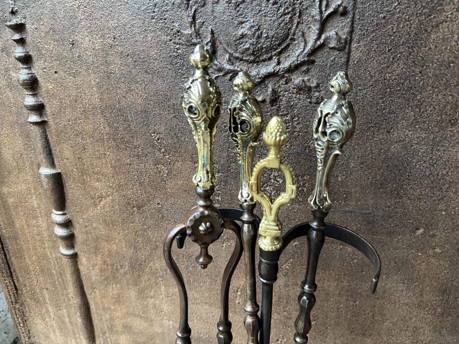 English Victorian Fireplace Tools Or Companion Set, 19th Century photo vintage