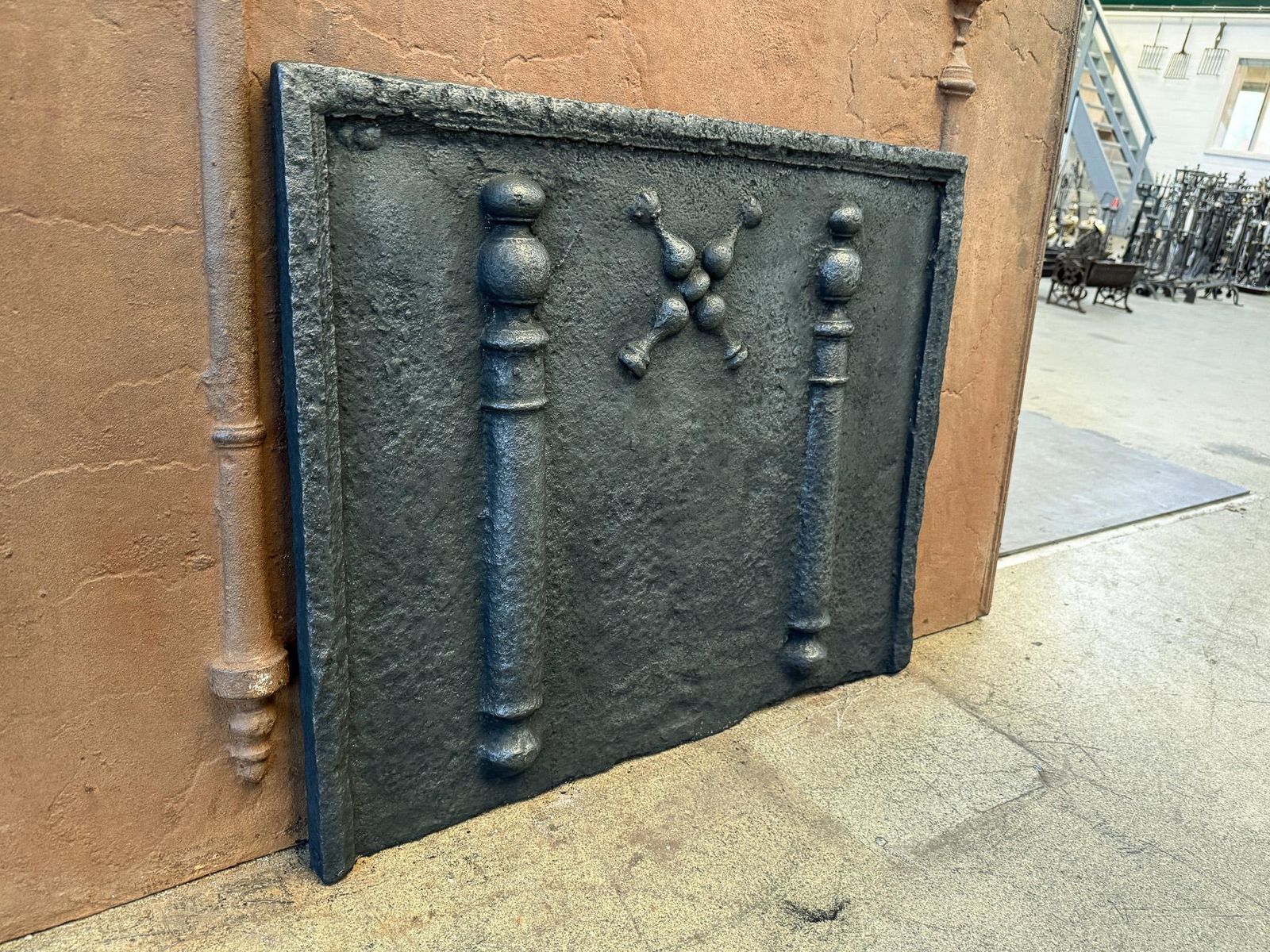 photo for sale 17th 18th Century French Louis XIV 'Saint Andrew's Cross' Fireback / Backsplash.