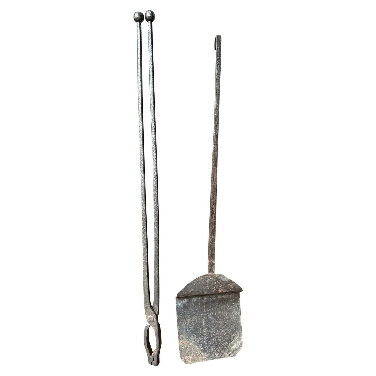 Large Early 18th Century French Fireplace Tools Or Fire Tools