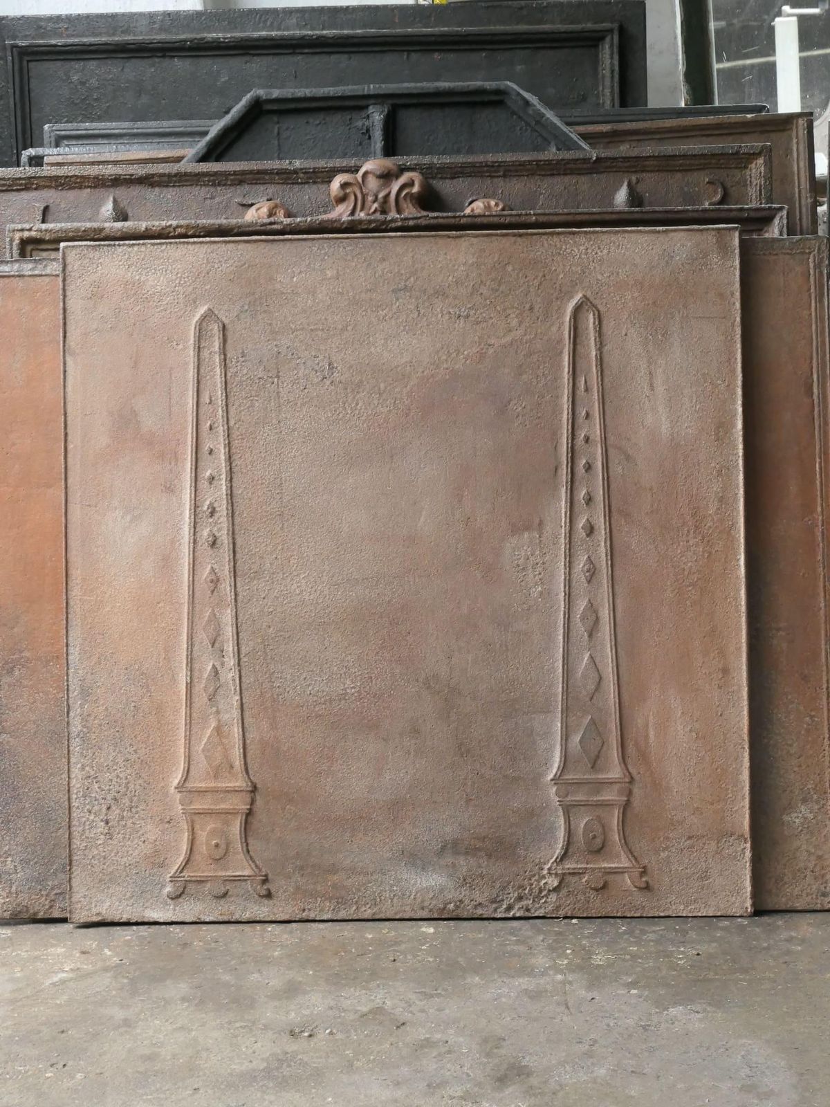Antique French 'Pillars Of Freedom' Fireback / Backsplash, Neoclassical Period photo for sale