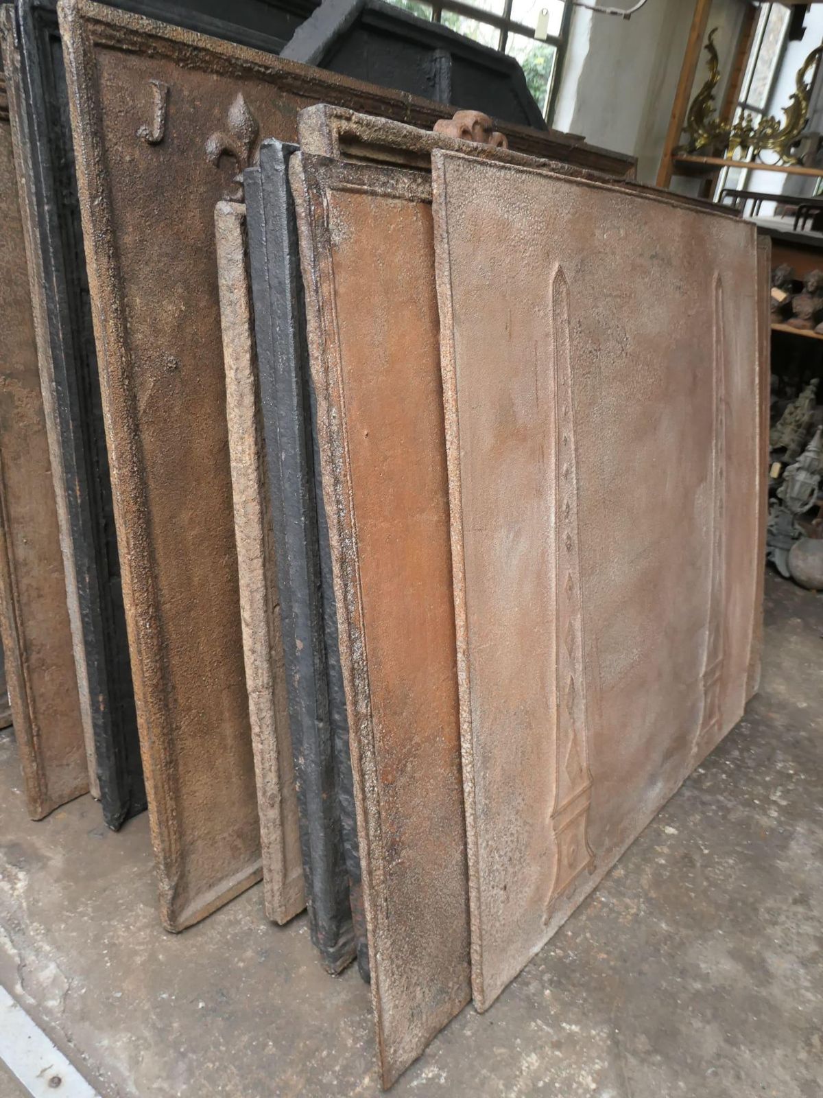 Antique French 'Pillars Of Freedom' Fireback / Backsplash, Neoclassical Period photo vintage