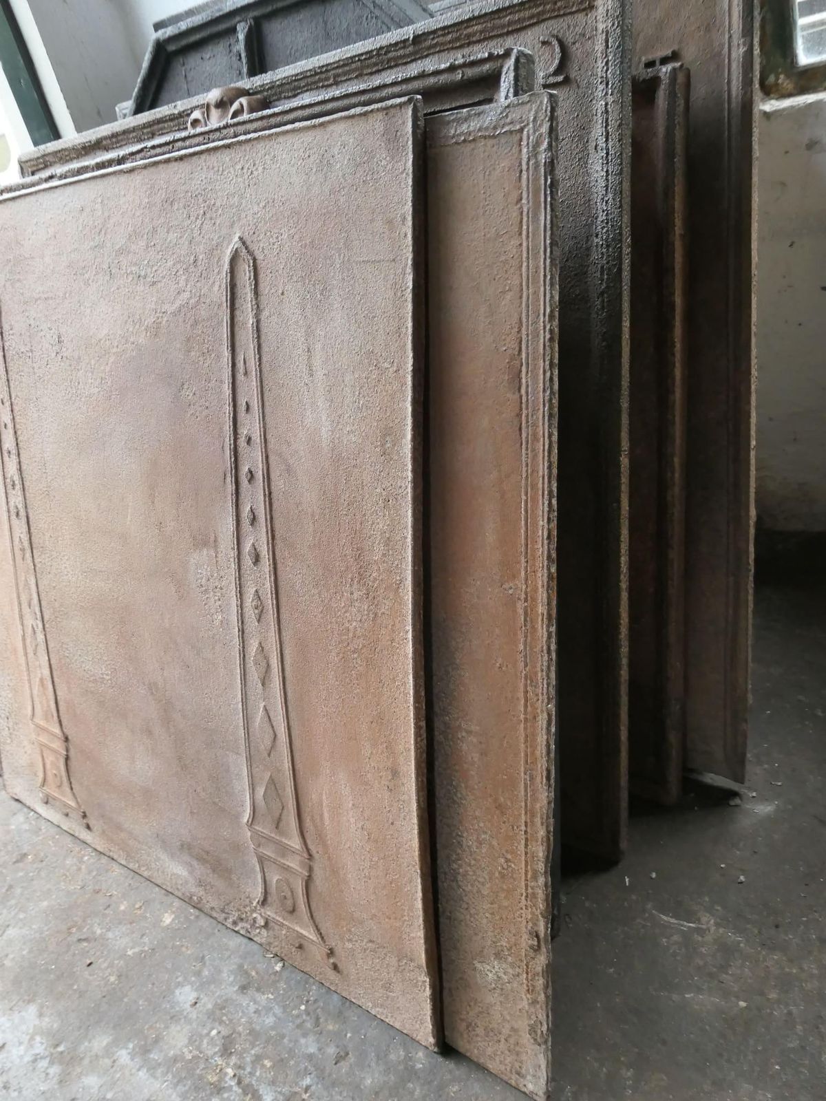 photo furniture Antique French 'Pillars Of Freedom' Fireback / Backsplash, Neoclassical Period