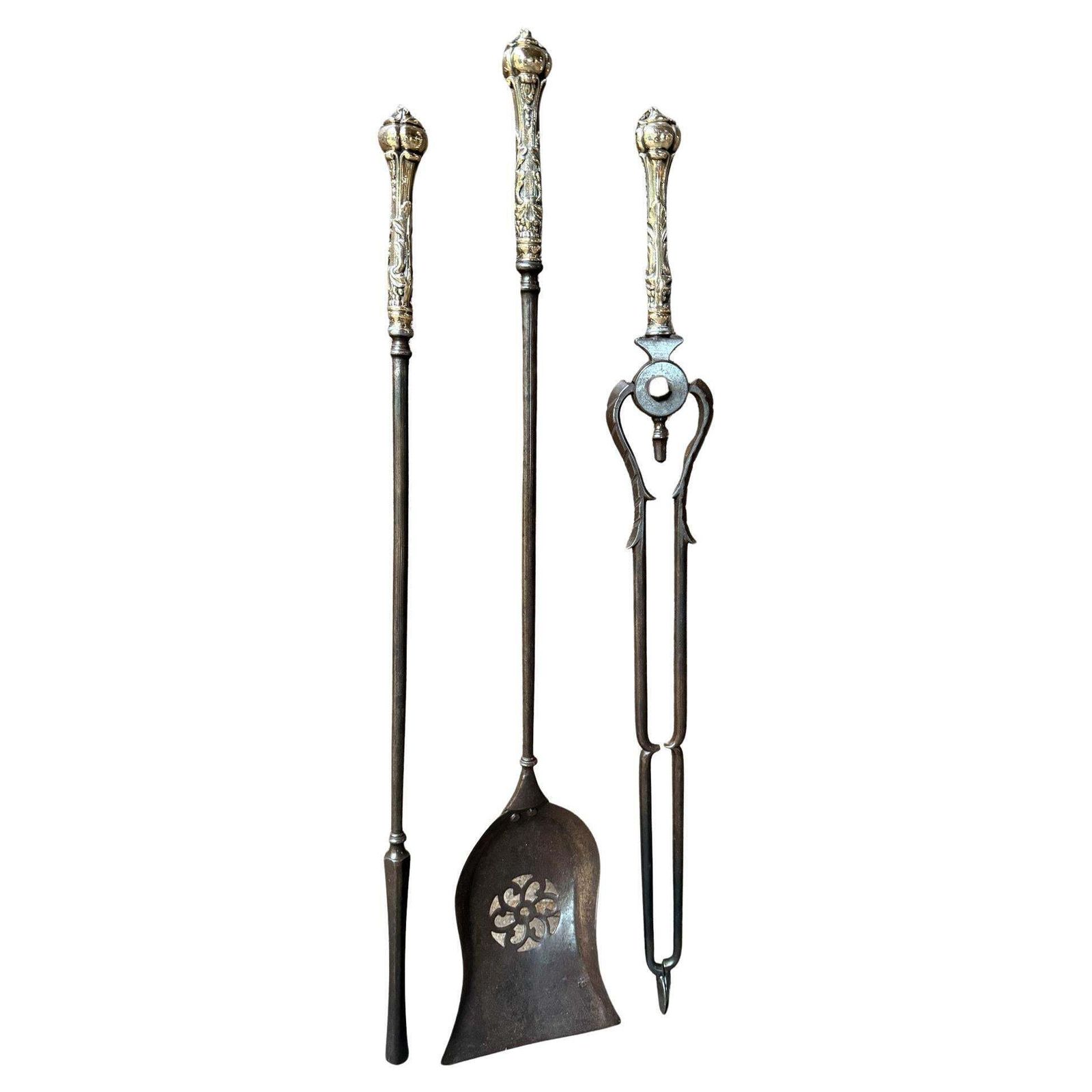 Antique English Georgian Fireplace Tools Or Fire Tools, 18th   19th Century