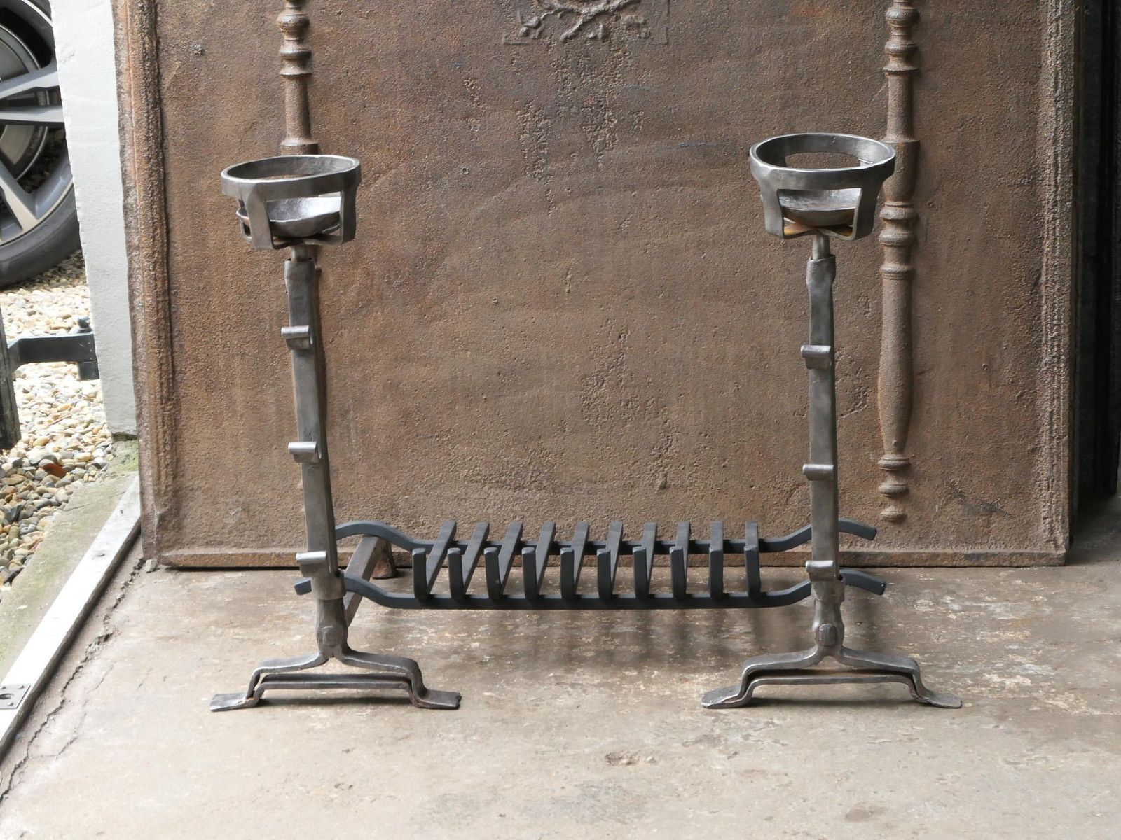Antique French Gothic Fireplace Grate Or Fire Basket, 17th   18th Century photo for sale