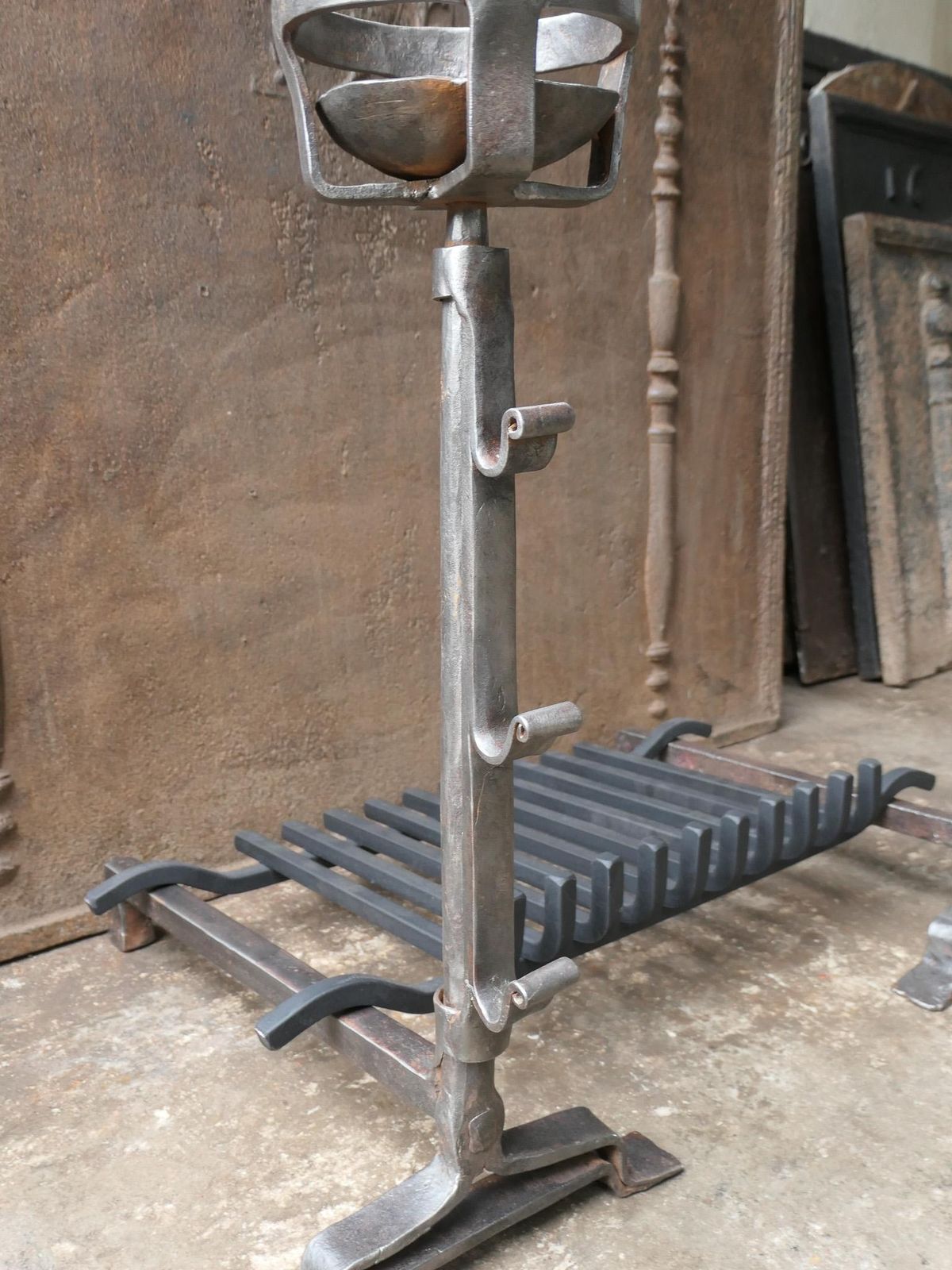Antique French Gothic Fireplace Grate Or Fire Basket, 17th   18th Century photo vintage