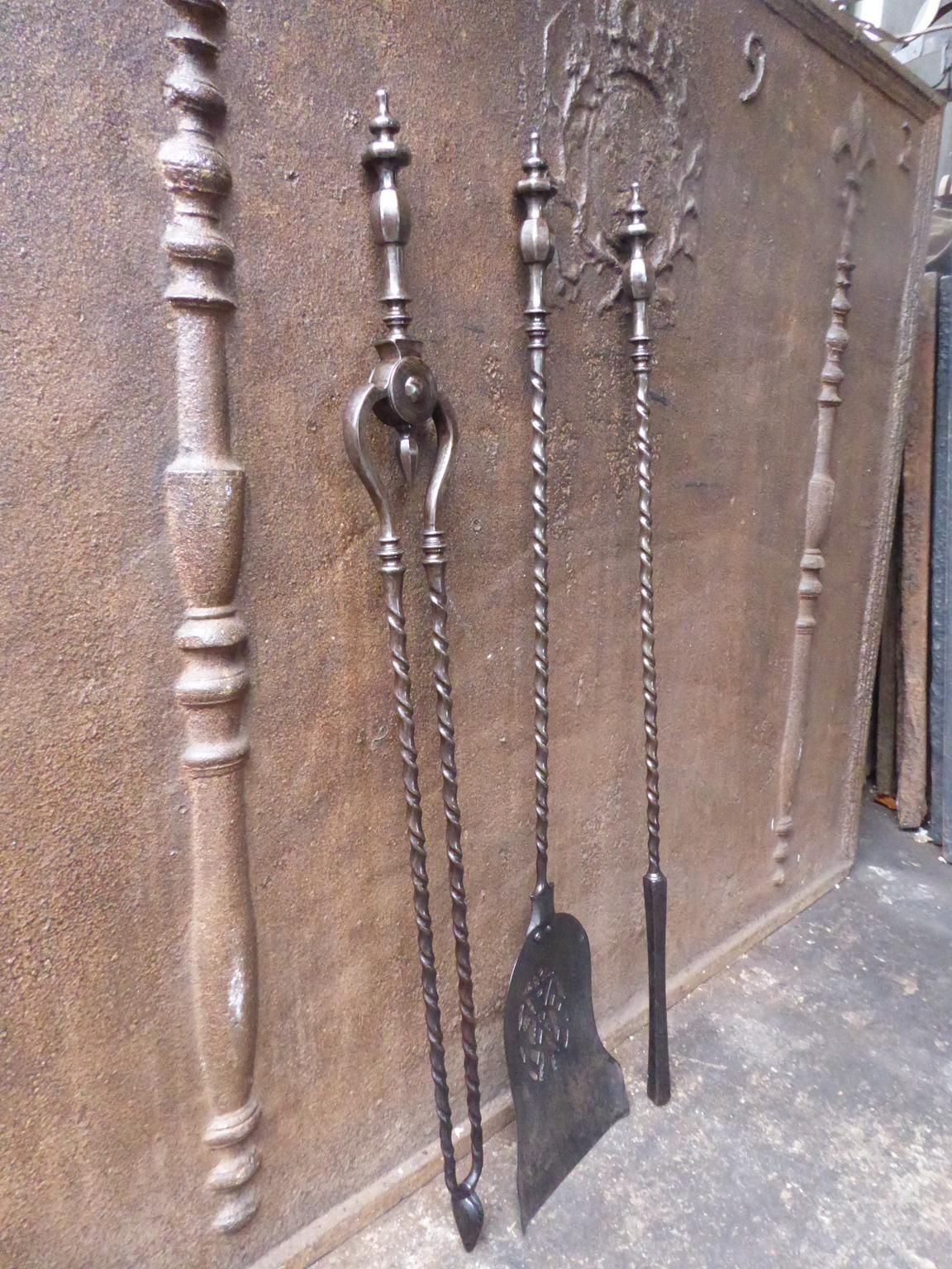 English Georgian Fireplace Tool Set Or Fire Irons, 18th 19th Century photo for sale