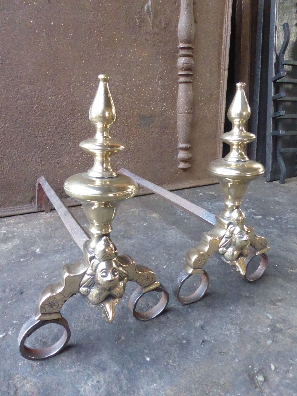 17th Century French Louis XIV Andirons Or Firedogs photo 1002.0
