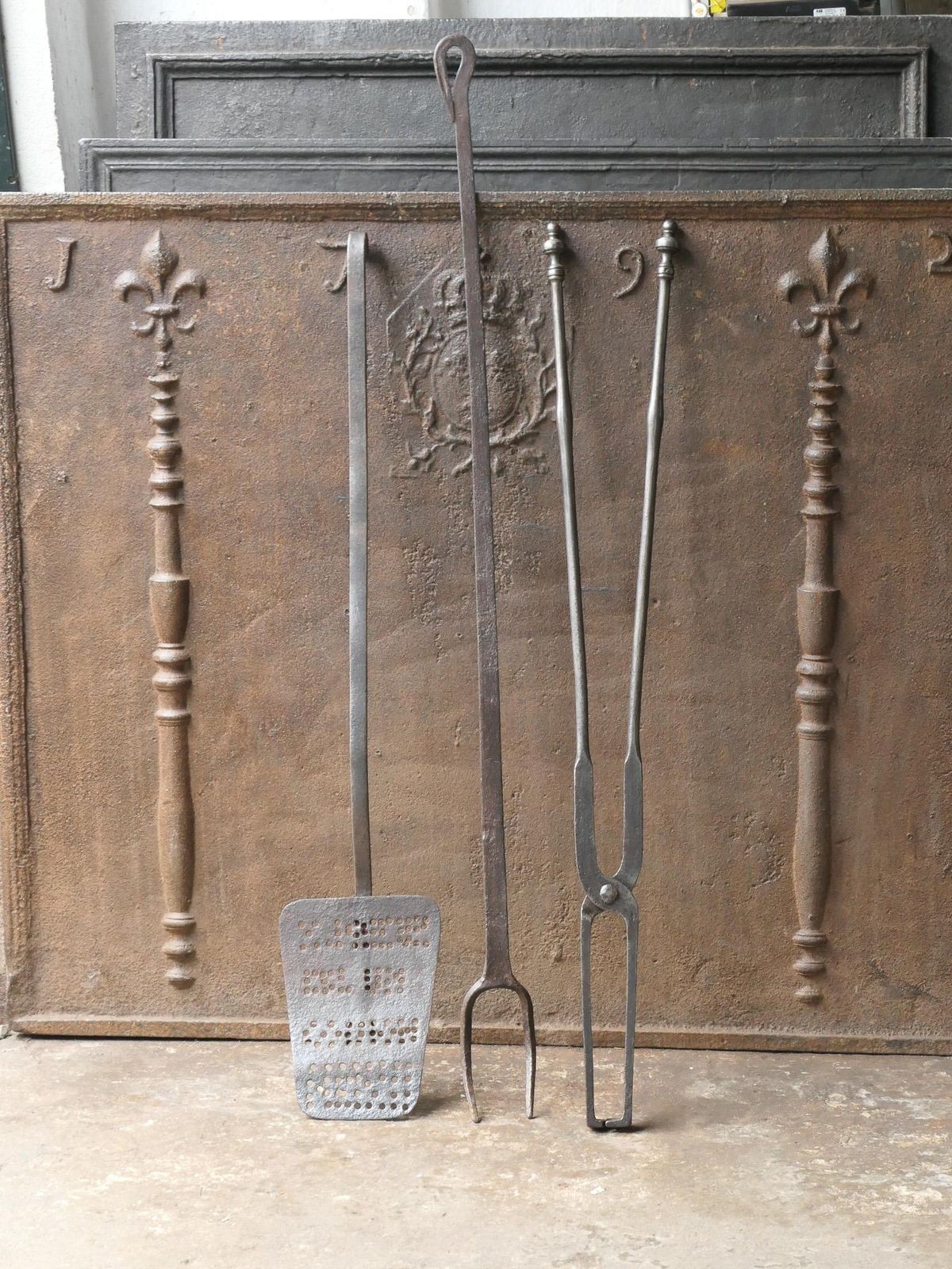 Large French Neoclassical Fireplace Tools, 18th 19th Century photo Home Fixtures