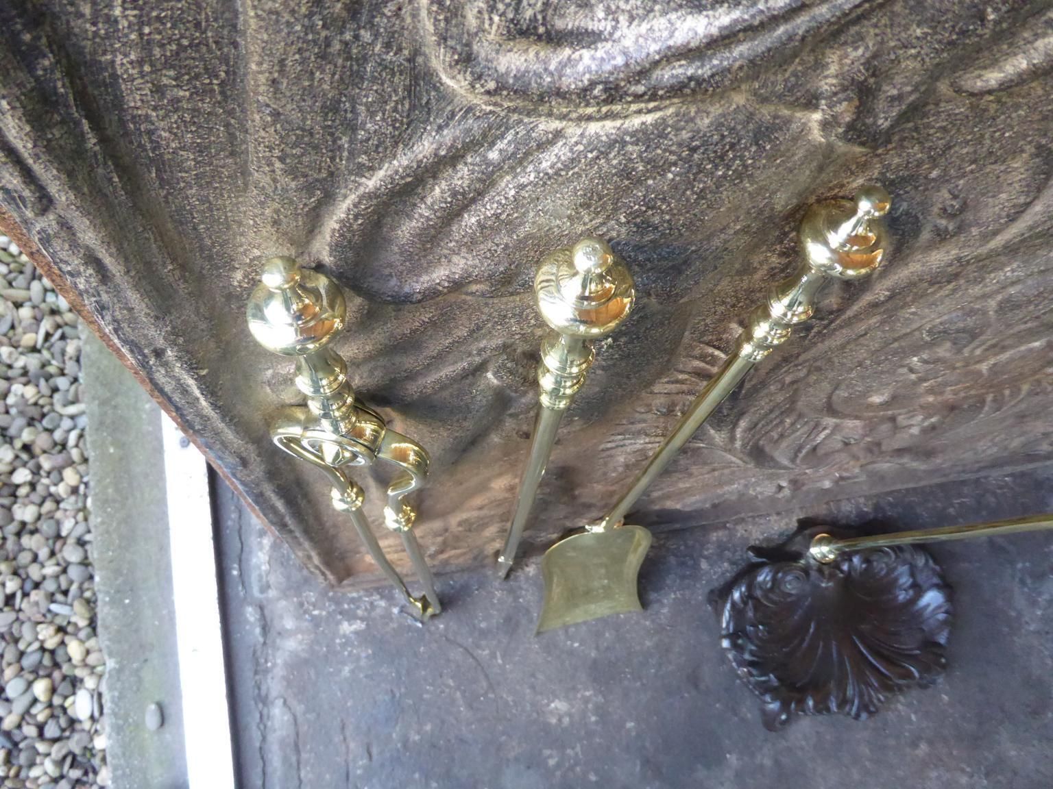 1088.0 English Set Of Fireplace Tools, Victorian Companion Set, 19th Century photo