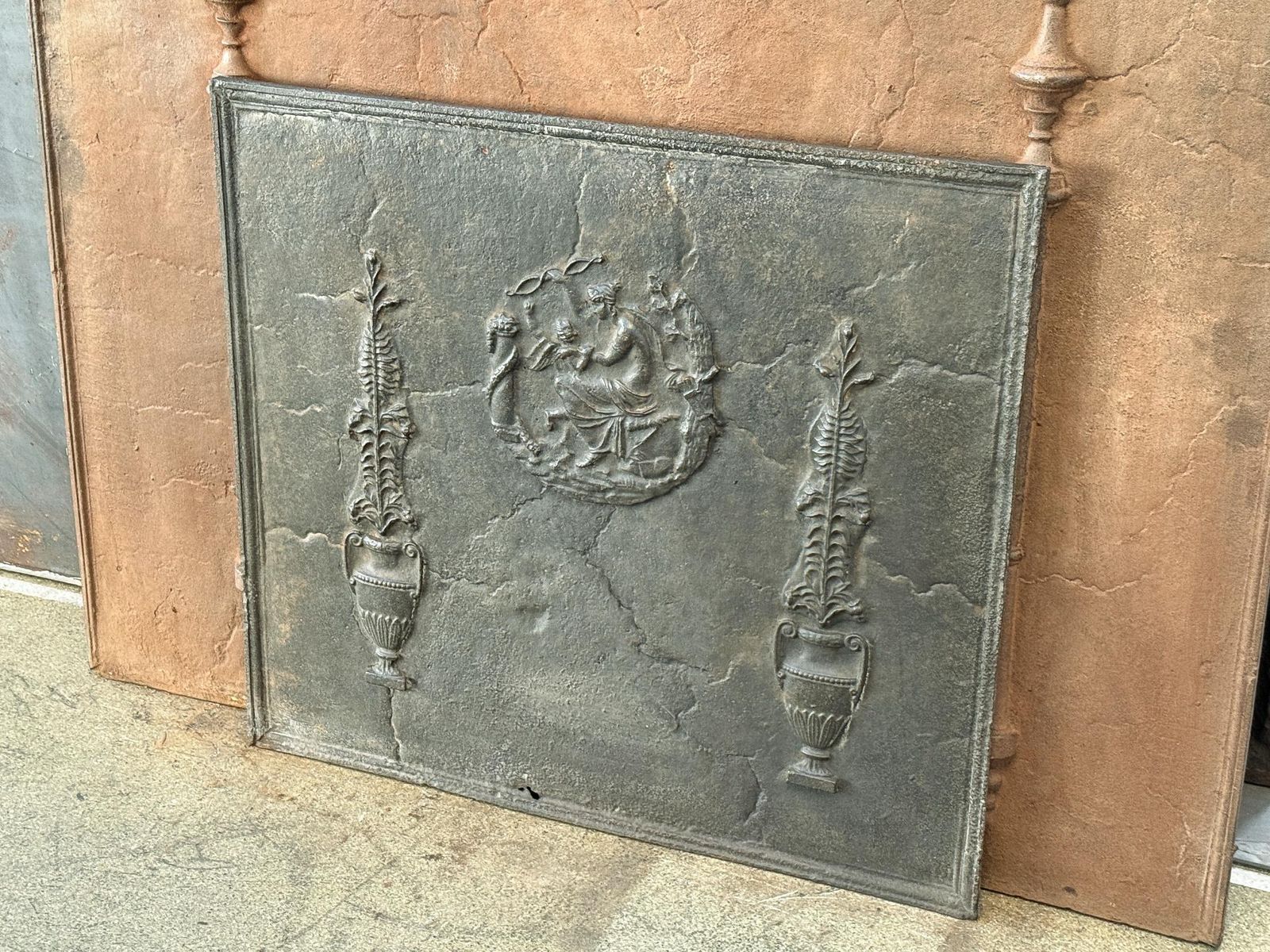 Antique French 'Diana' Fireback / Backsplash, Neoclassical Period photo for sale