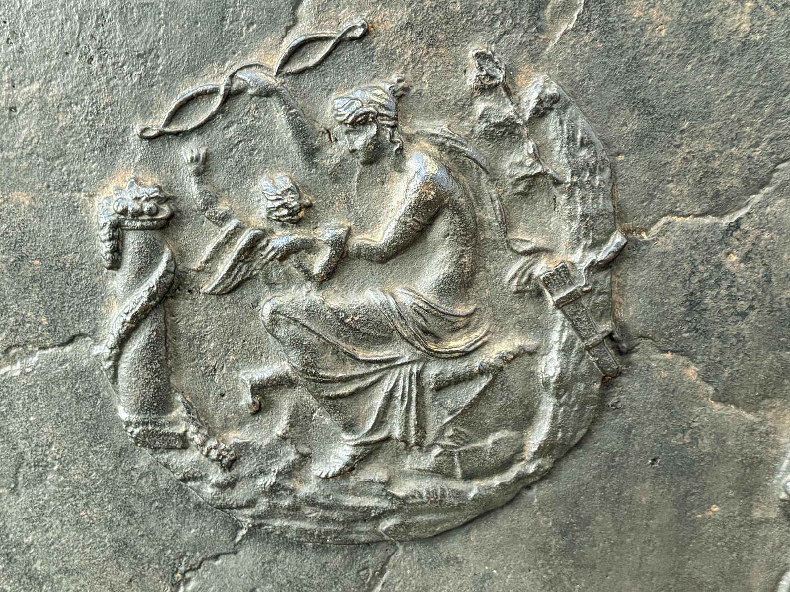 Antique French 'Diana' Fireback / Backsplash, Neoclassical Period photo 1088.0