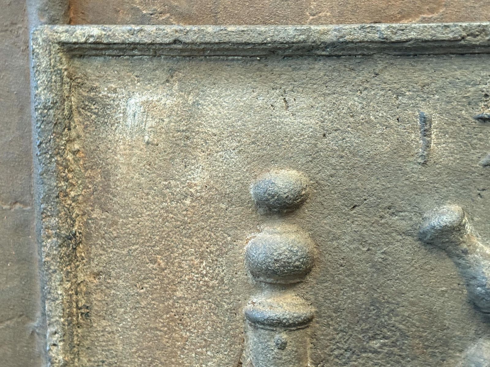 18th Century Louis XIV 'Pillars With Saint Andrew's Cross' Fireback / Backsplash photo vintage