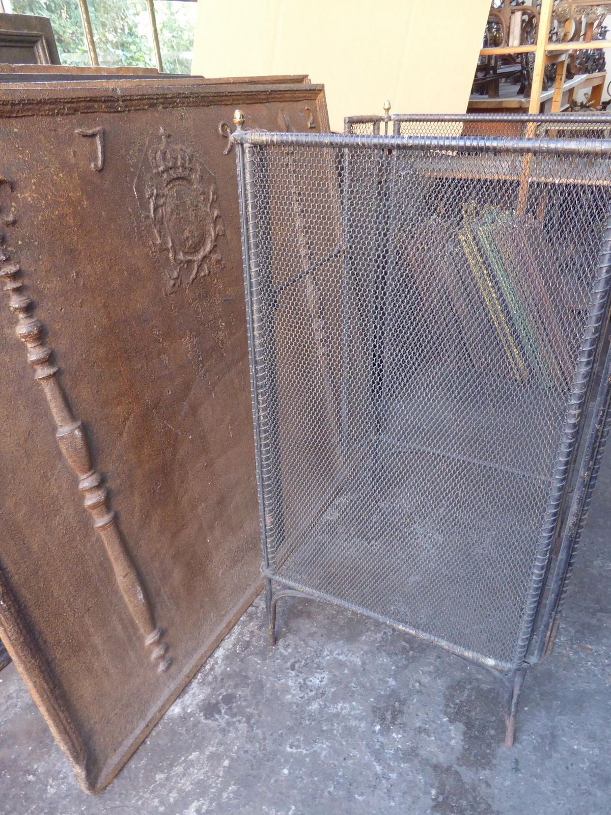1088.0 Antique French Napoleon III Fireplace Screen Or Fire Screen, 19th Century photo