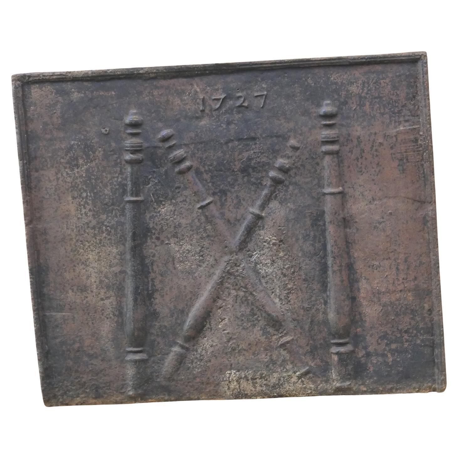 Louis XIV Period 'Pillars With Saint Andrew's Cross' Fireback / Backsplash