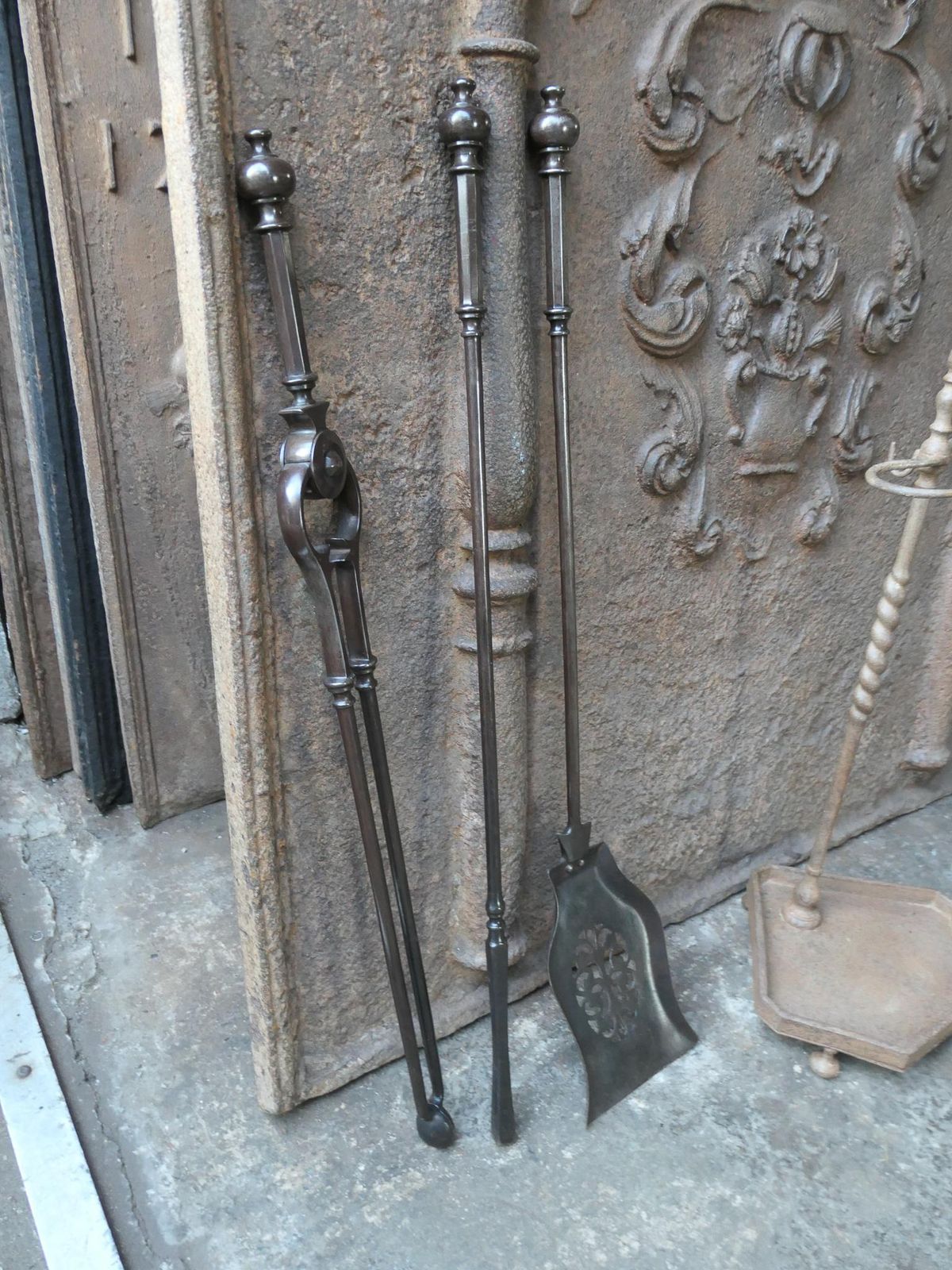 Antique English Victorian Fire Companion Set, 19th C. photo vintage