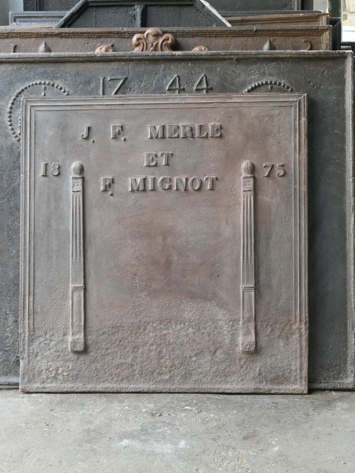 photo furniture Antique French 'Marriage' Fireback / Backsplash, 19th Century