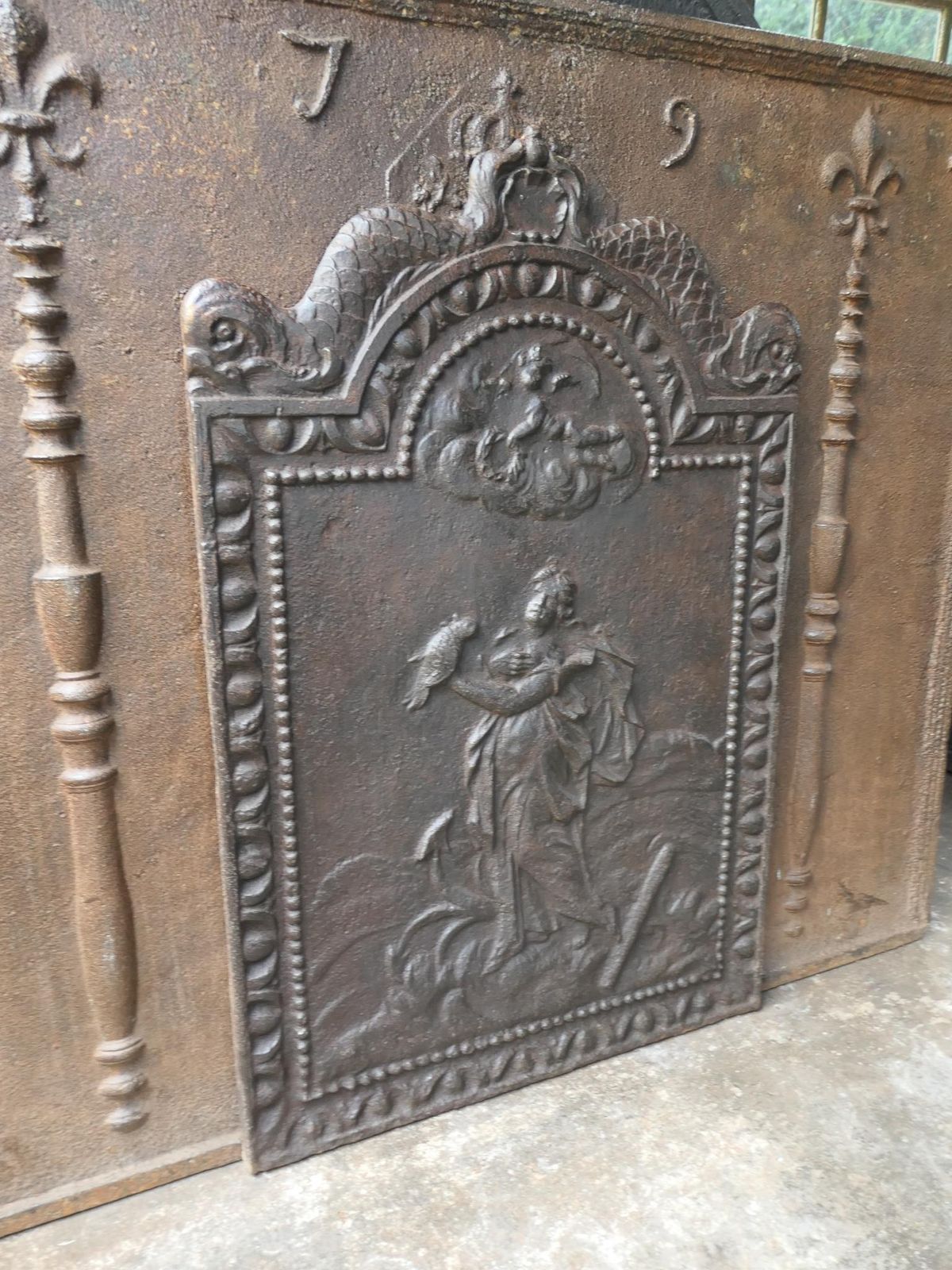 Home Fixtures Antique Dutch Louis XV 'Rural Scene' Fireback / Backsplash, 18th Century photo