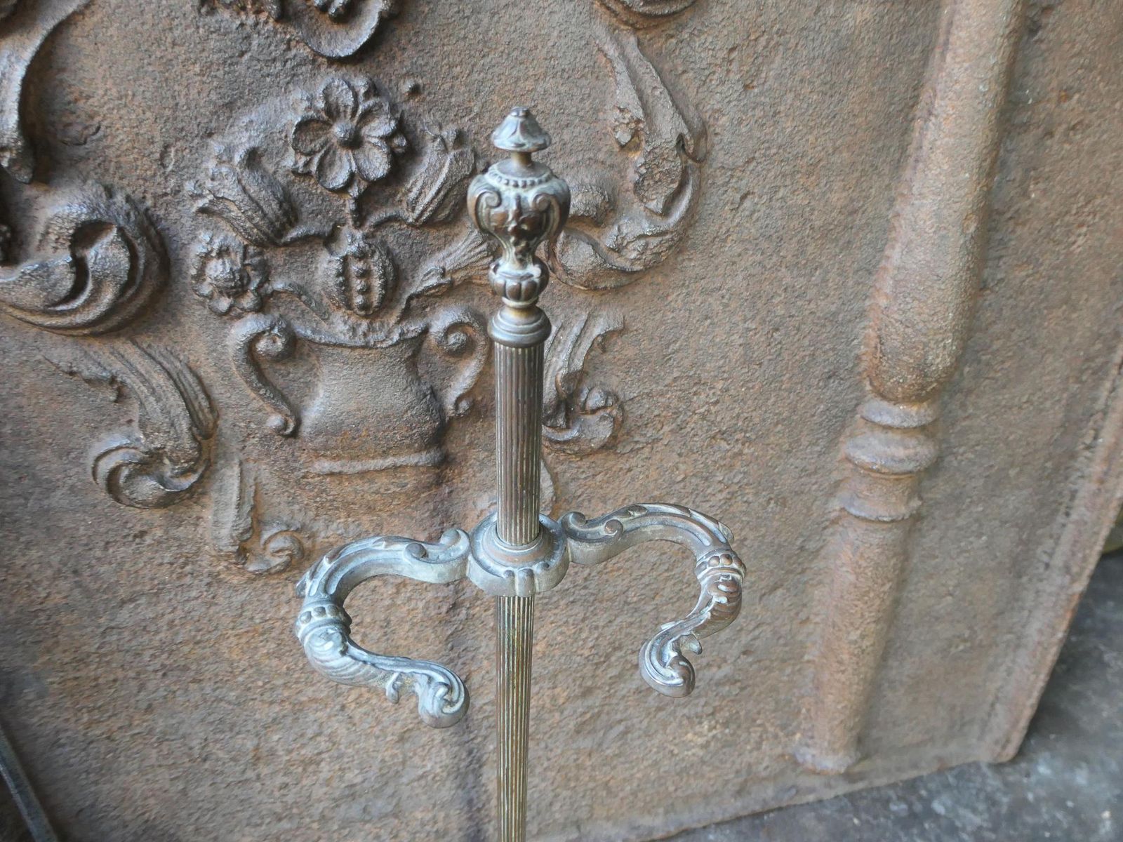 Large 18/19th C. English Polished Steel Georgian Fire Companion Set photo vintage
