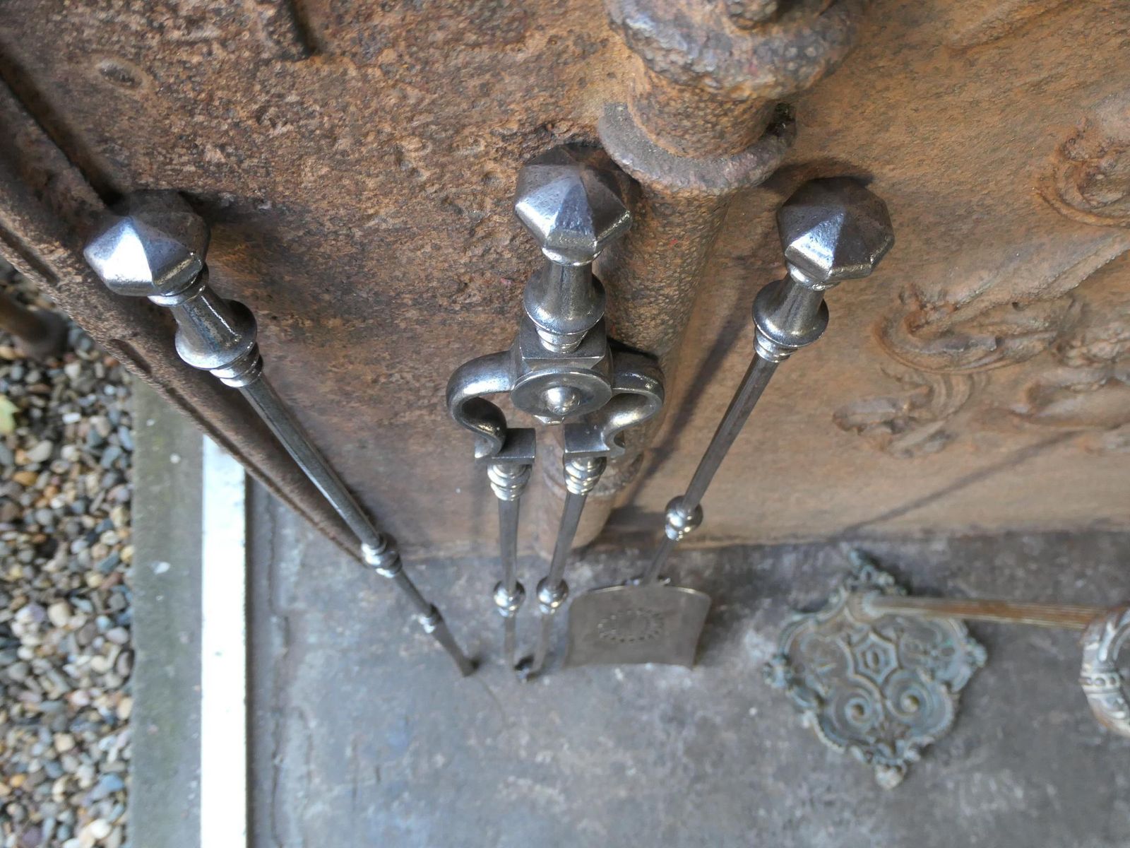 photo buy Large 18/19th C. English Polished Steel Georgian Fire Companion Set