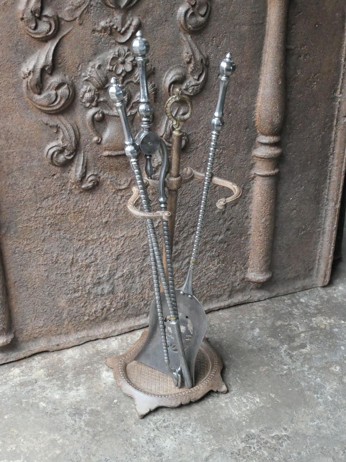 English Polished Steel Georgian Fireplace Tool Set, 18/19th C. photo for sale