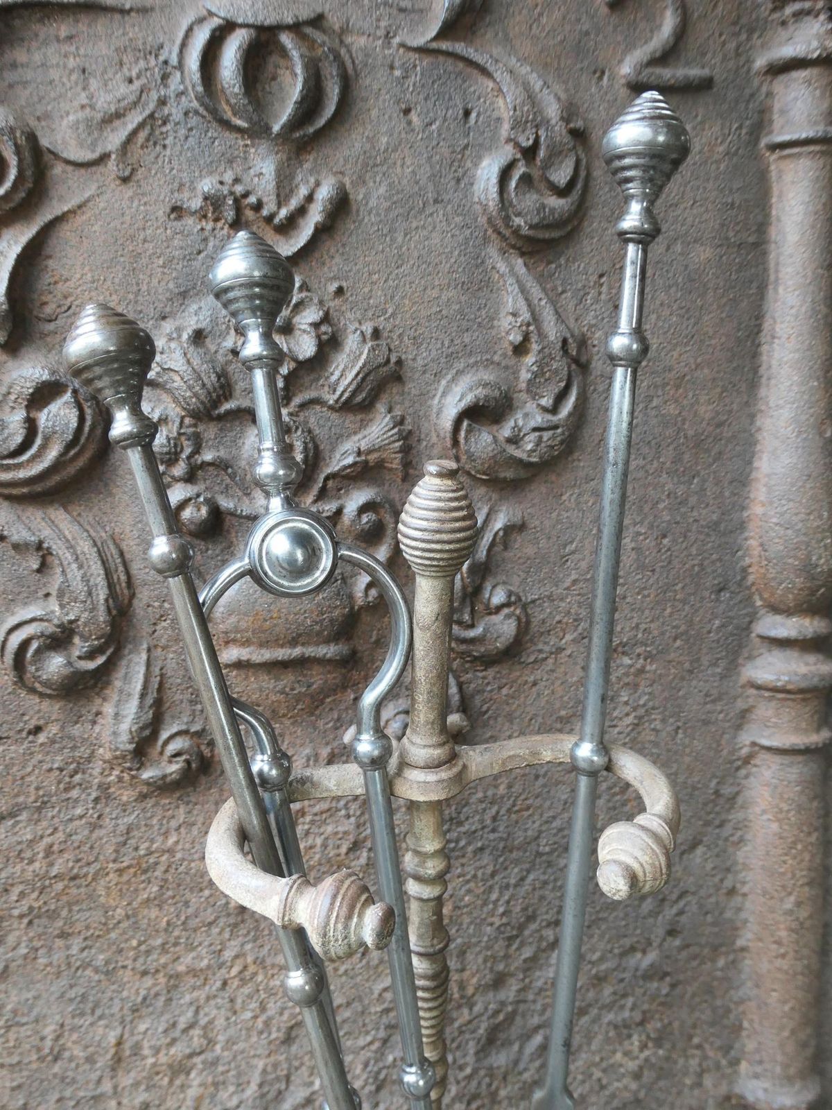 English Polished Steel Georgian Fireside Companion Set, 18th   19th C photo vinterior