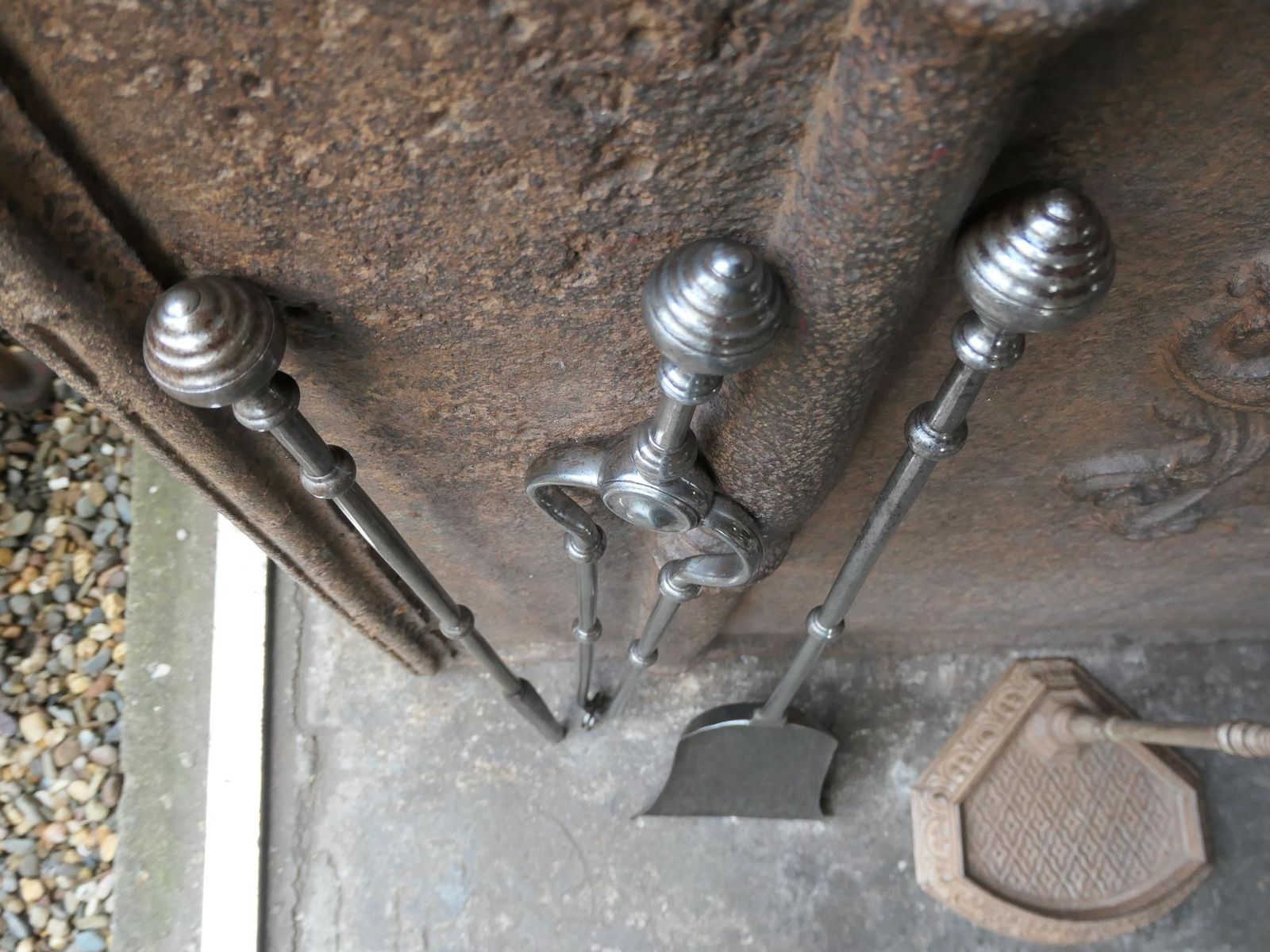 English Polished Steel Georgian Fireside Companion Set, 18th   19th C photo vintage