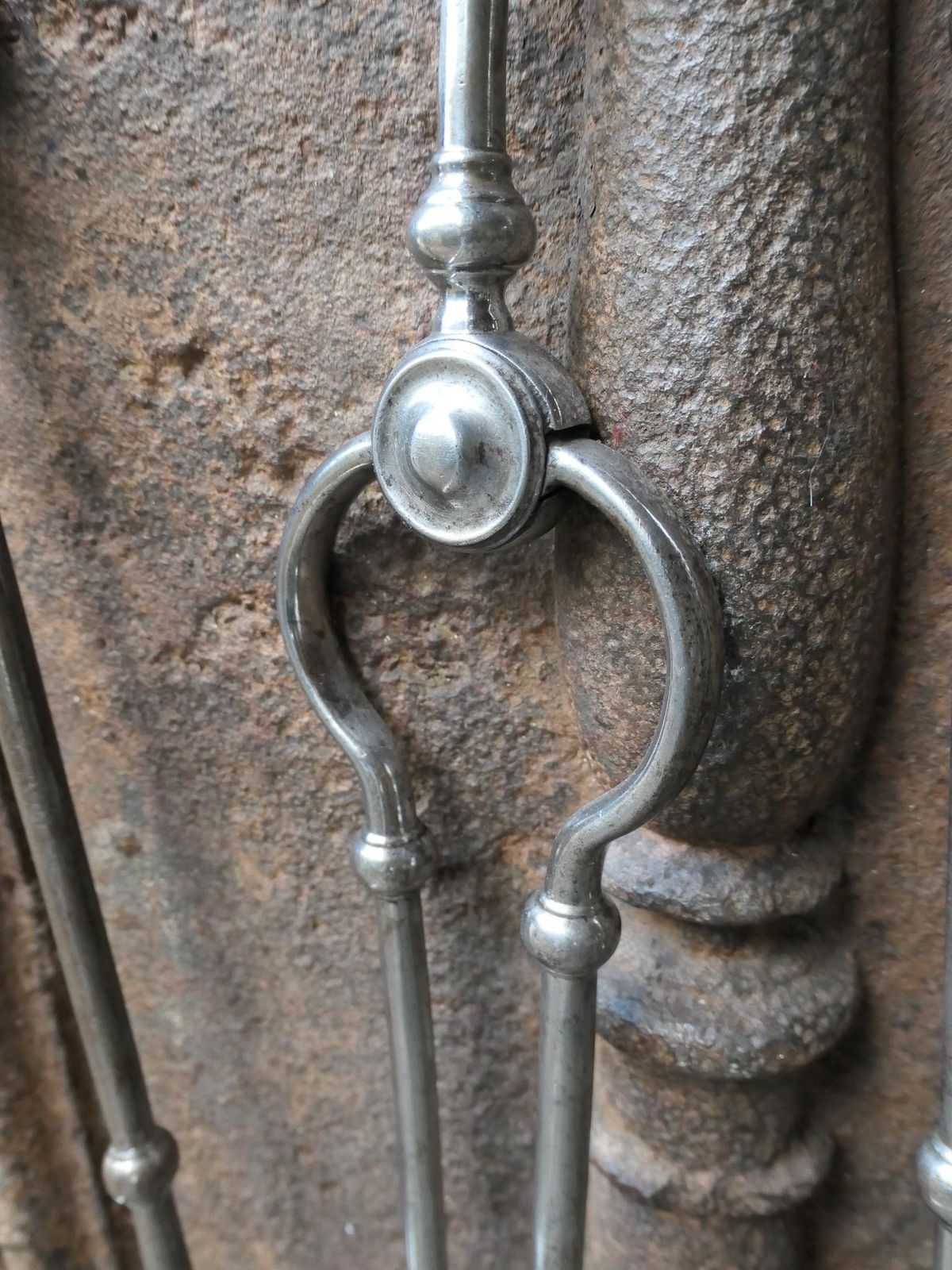 Home Fixtures English Polished Steel Georgian Fireside Companion Set, 18th   19th C photo