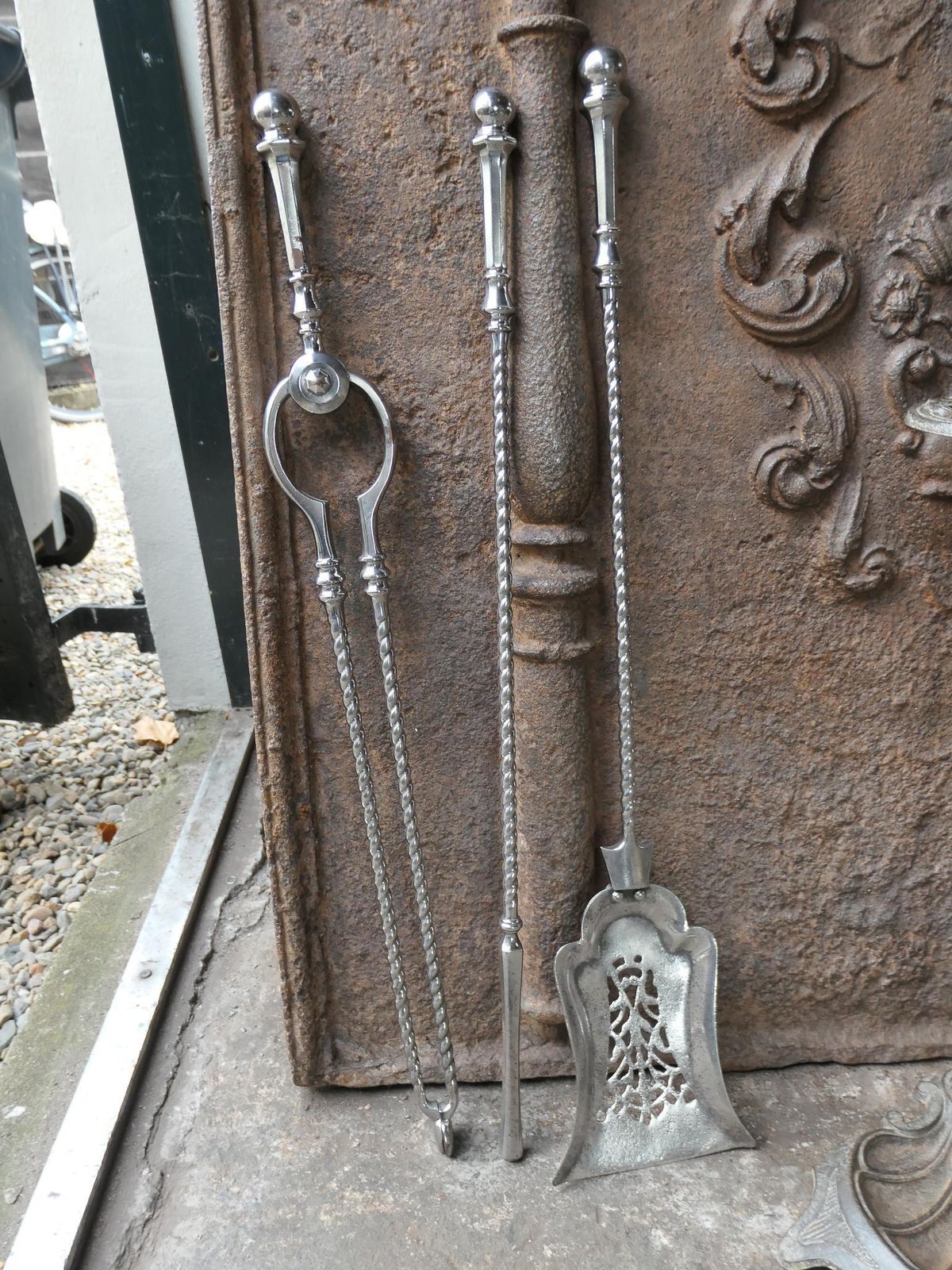 Home Fixtures 18th 19th C. English Georgian Polished Steel Fire Irons photo