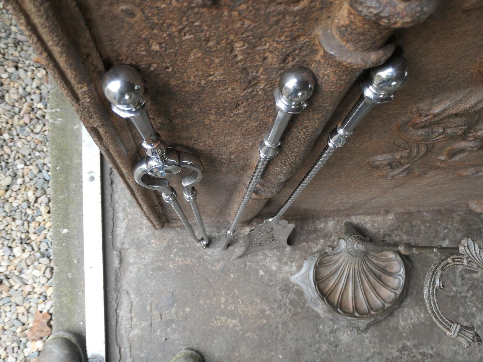 photo buy 18th 19th C. English Georgian Polished Steel Fire Irons