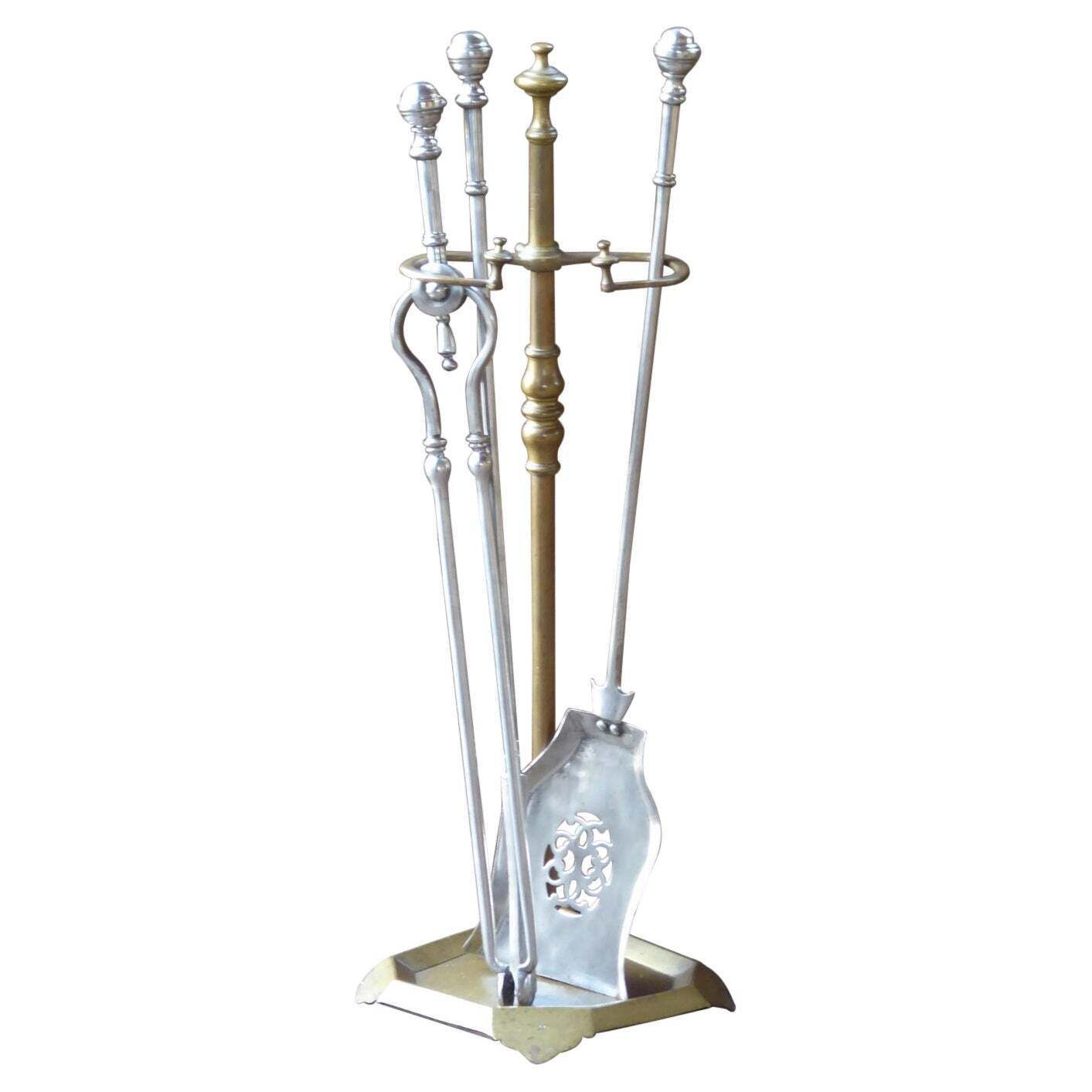 English Set Of Fireplace Tools, Victorian Companion Set, 19th Century