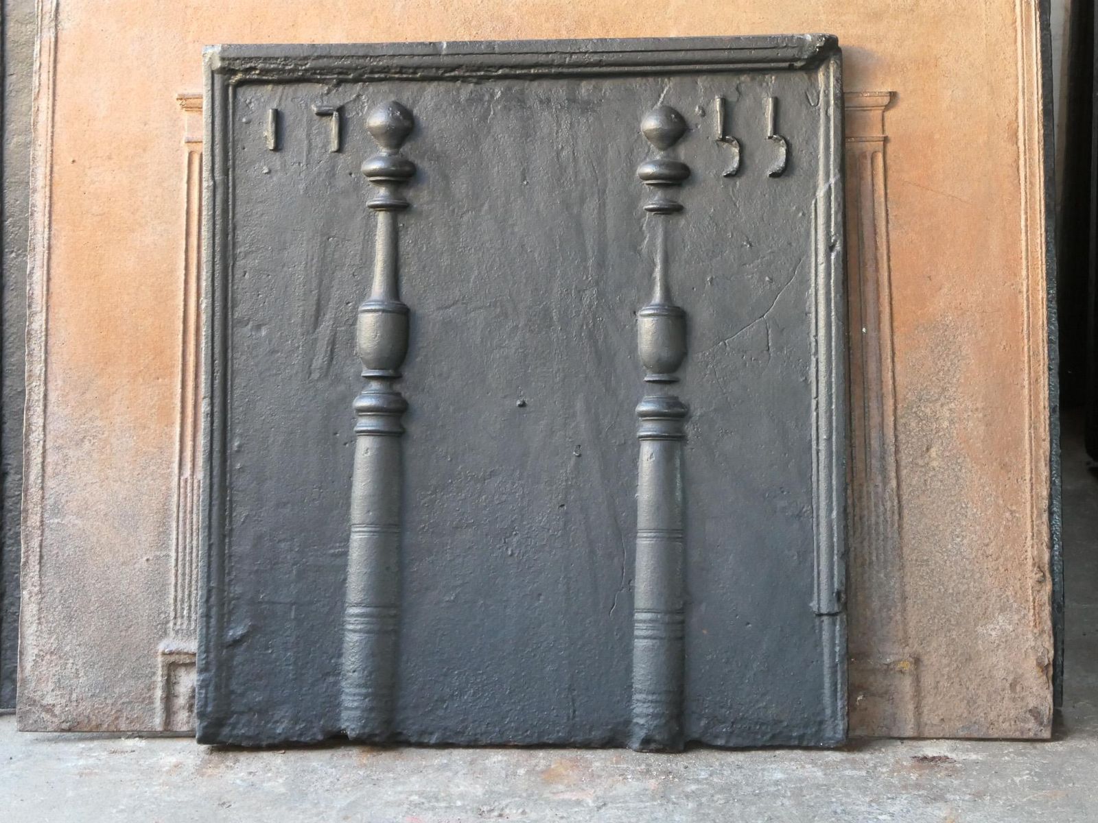 18th Century French Fireback / Backsplash With Pillars Of Hercules, Dated 1755 photo furniture