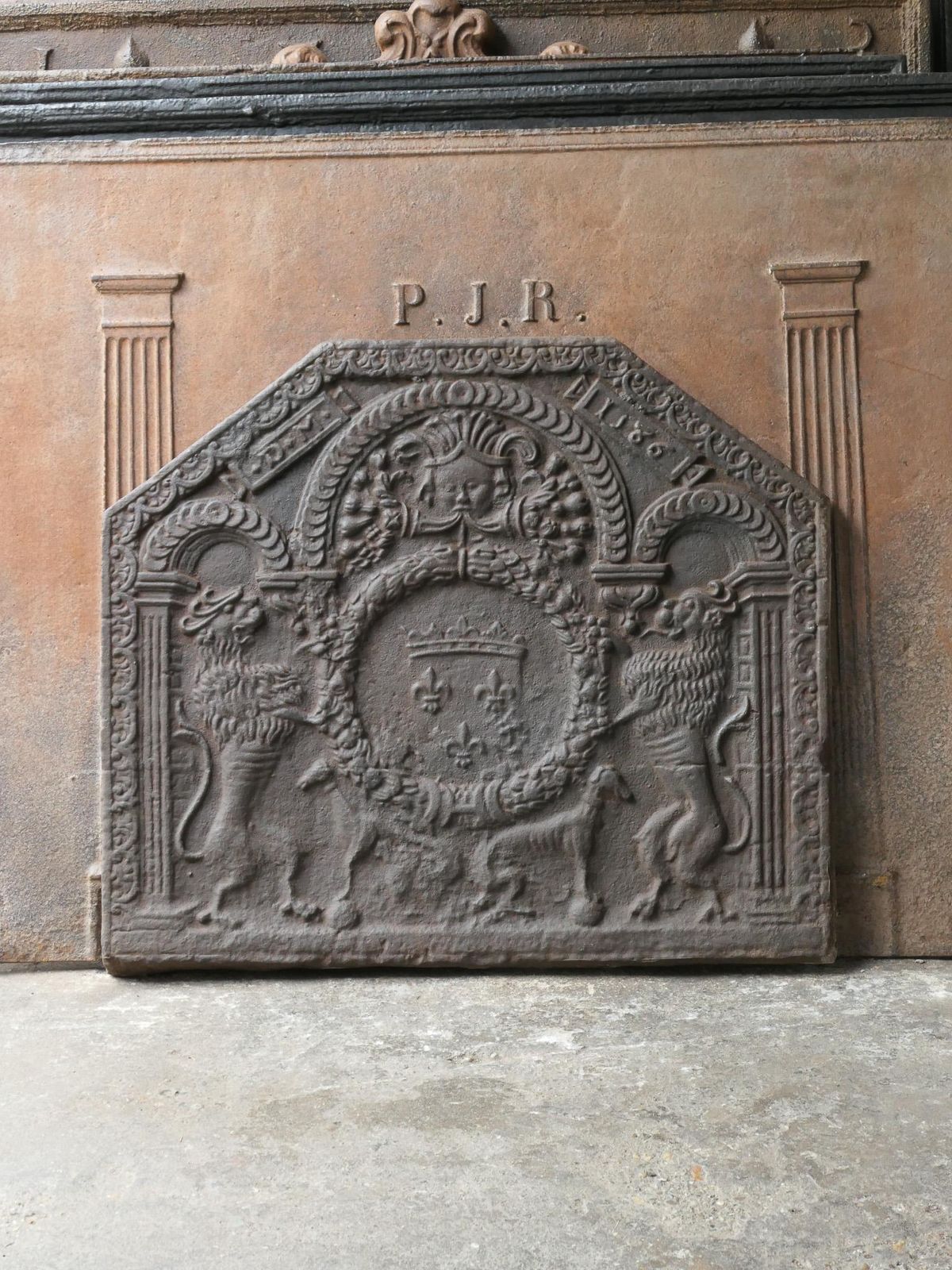 French Louis XIII Style 'Arms Of France' Fireback / Backsplash photo for sale