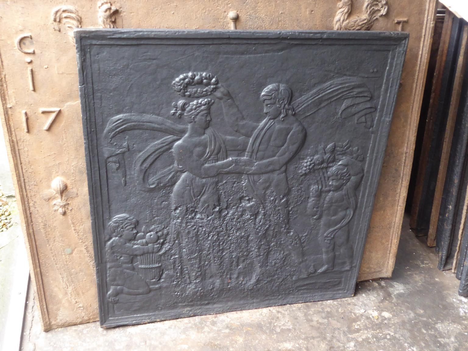 Antique French 'Pomona' Fireback / Backsplash, 19th Century photo Home Fixtures