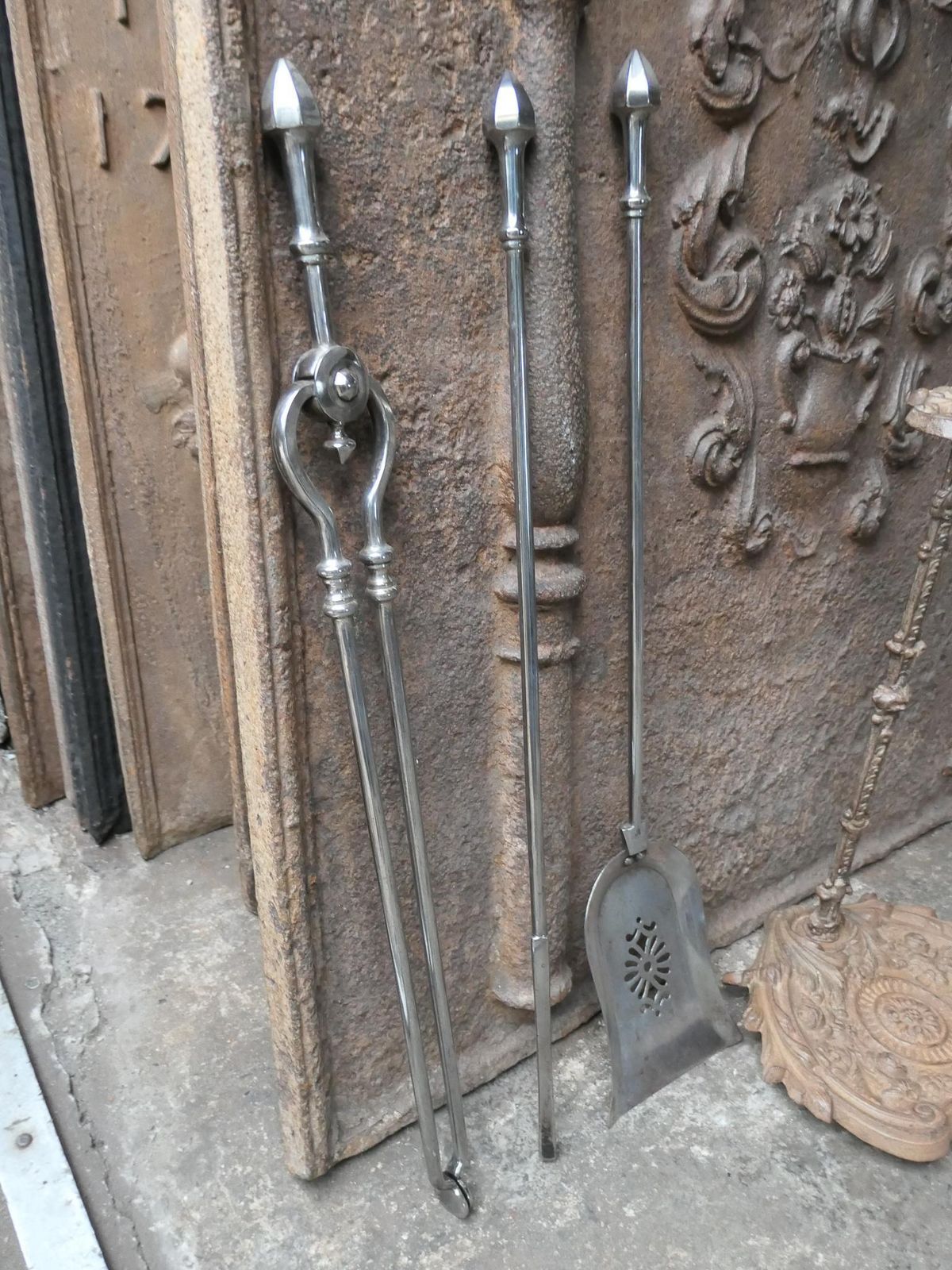 Home Fixtures Large 19th C. English Iron And Polished Steel Victorian Fireside Companion Set photo