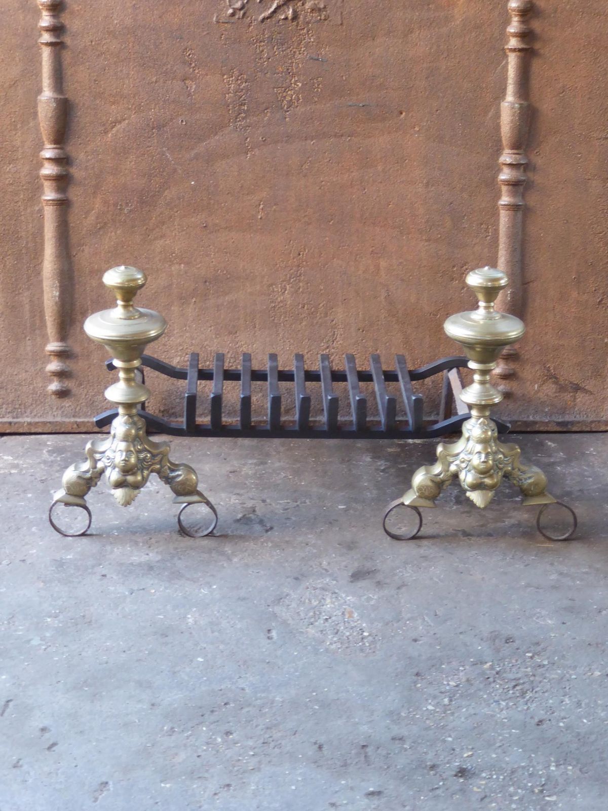 Antique French Louis XIV Fire Grate, Fireplace Grate, 17th Century photo for sale