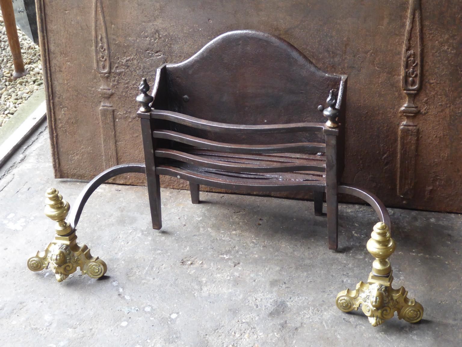 Large 18th 19th Century French Neoclassical Fire Grate, Fireplace Grate photo Home Fixtures