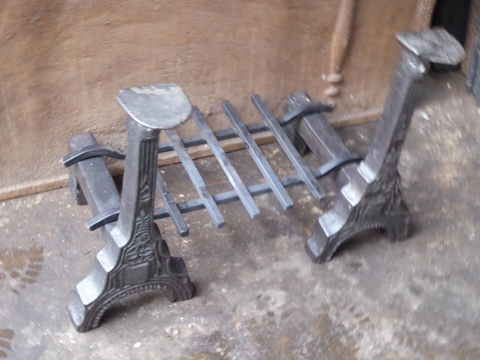 French Gothic Fireplace Grate Or Fire Basket, 15th Century photo vintage