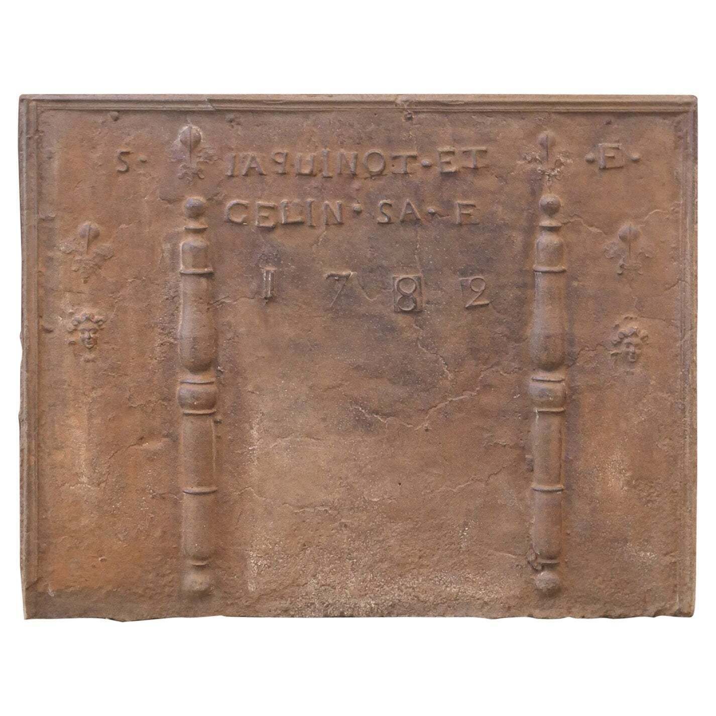 18th Century Louis XV 'Pillars With Fleurs De Lys' Fireback / Backsplash