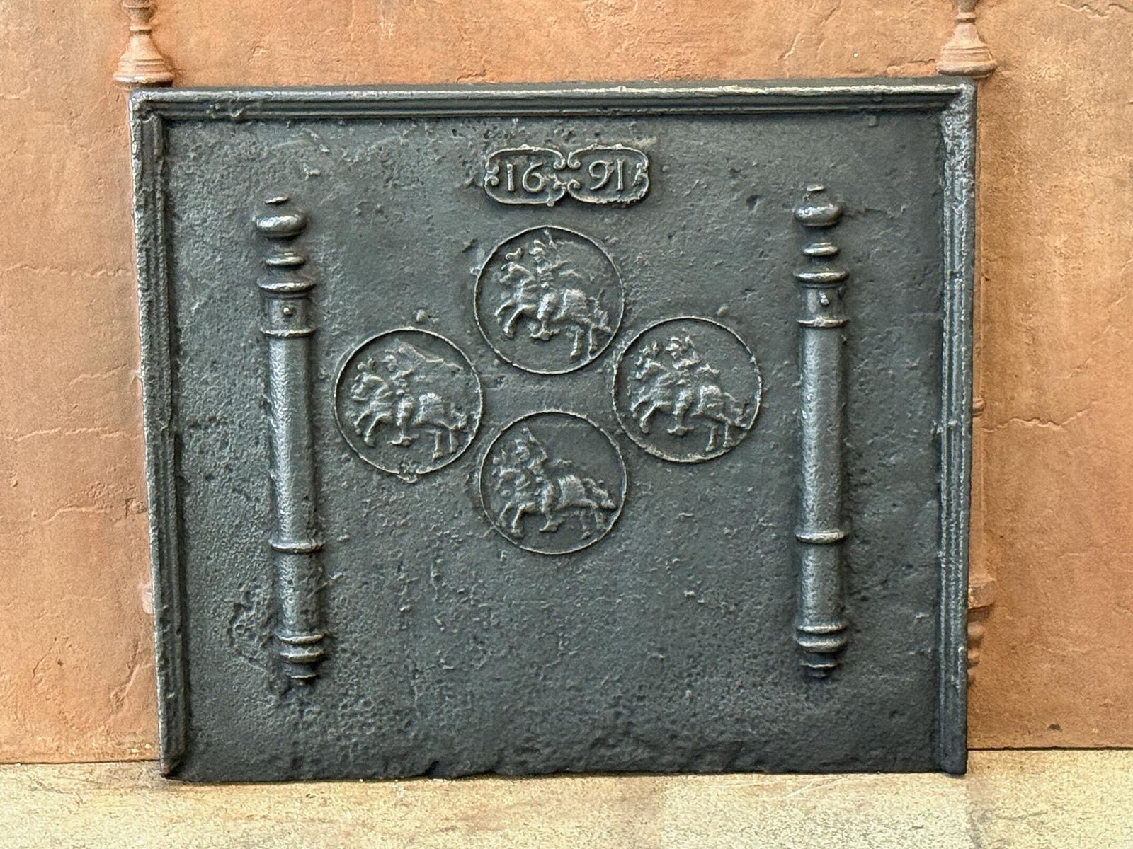 French Louis XIV Period 'Horses' Fireback / Backsplash, 17th Century photo for sale