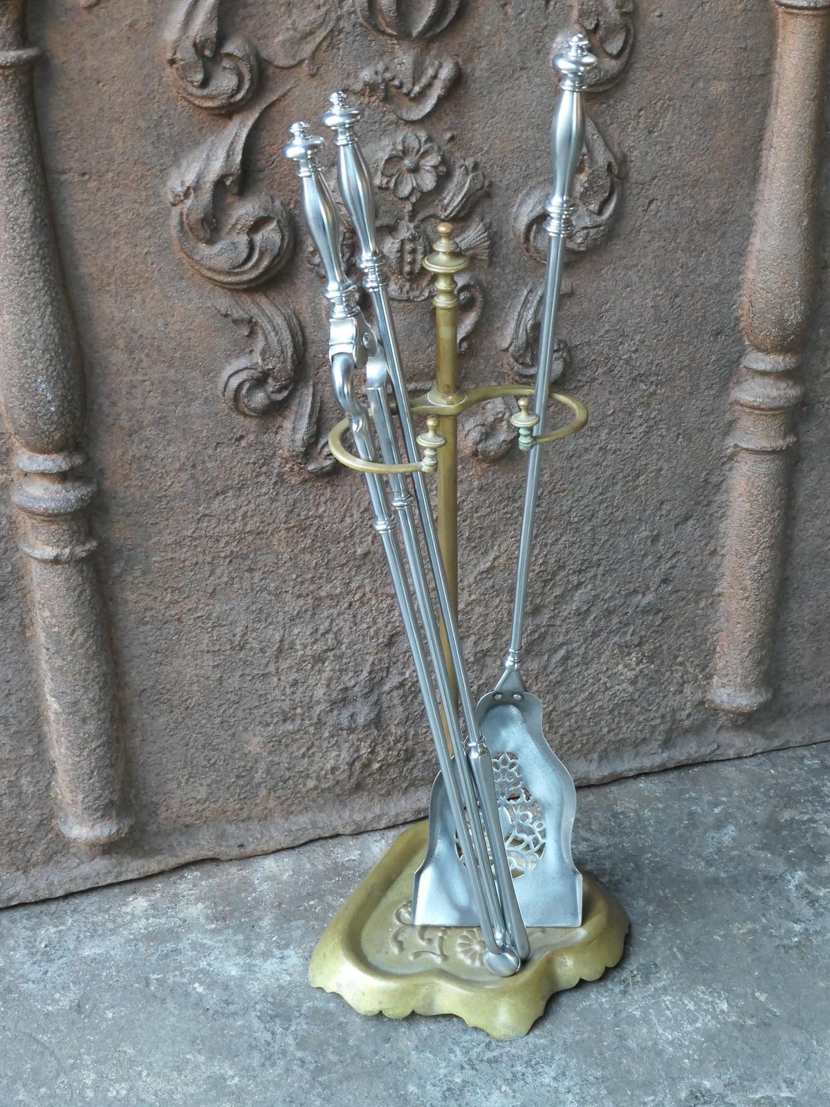 English Brass An Polished Steel Georgian Fireplace Tool Set, 18th 19th C photo 1429.0