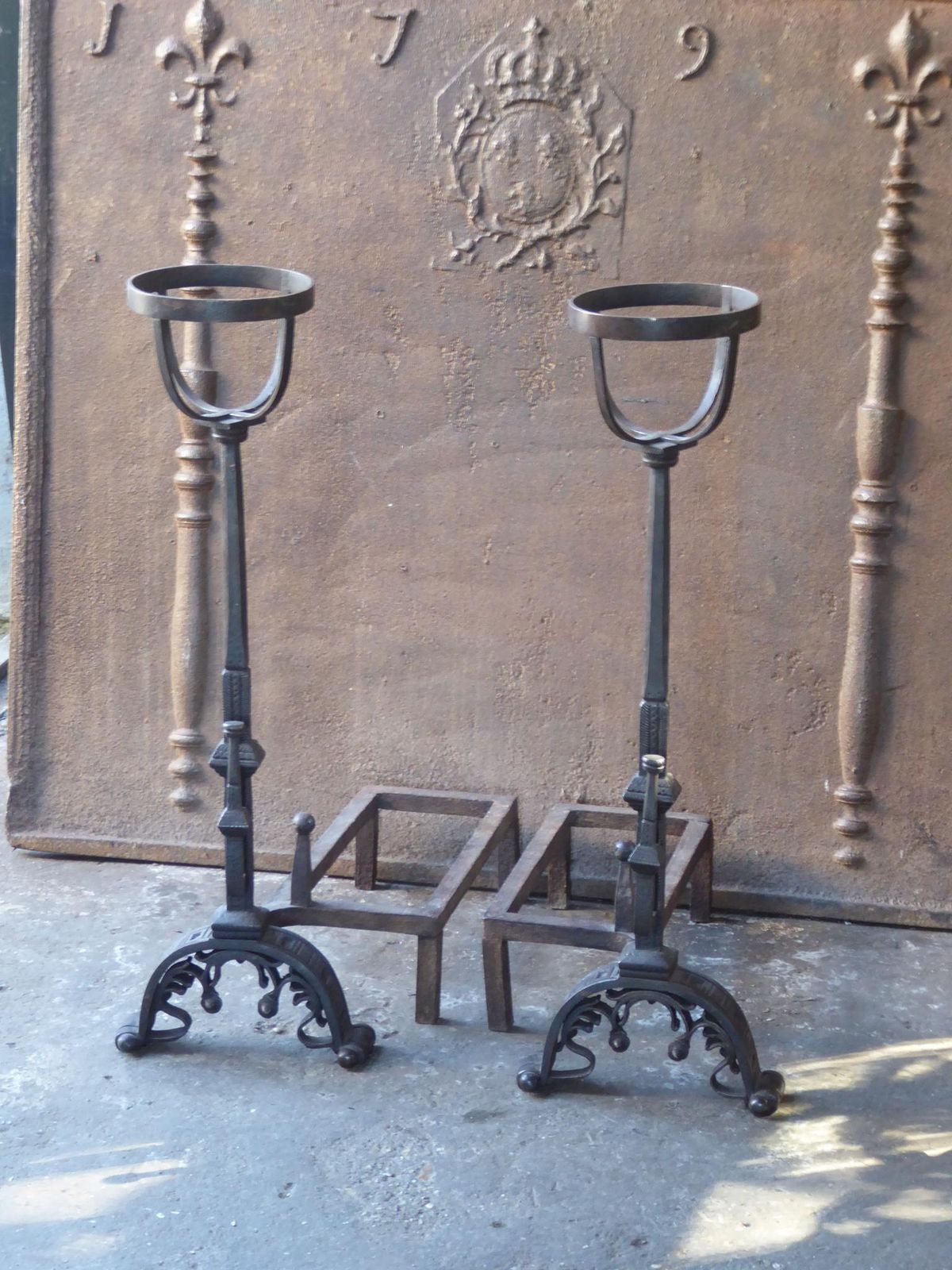 Antique French Neoclassical Fireplace Grate, Fire Grate, 18th 19th Century photo Home Fixtures