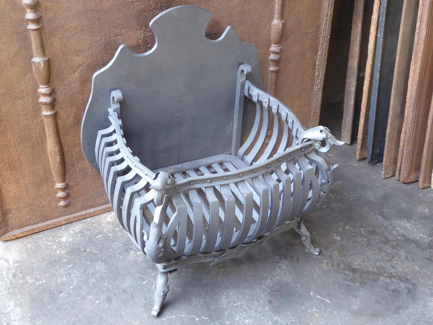 Large Dutch Art Nouveau Fireplace Grate, Fire Grate photo Home Fixtures