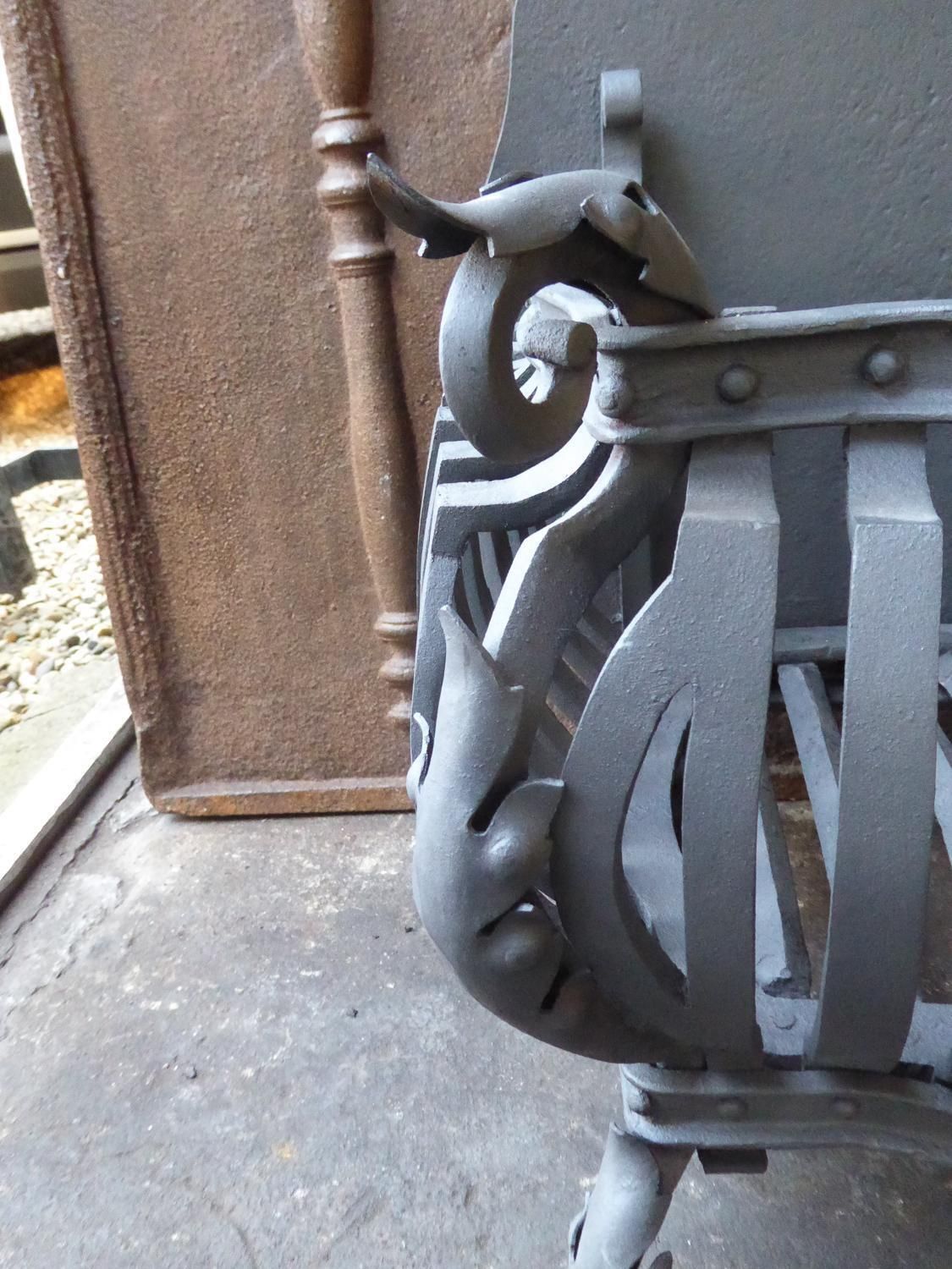 Large Dutch Art Nouveau Fireplace Grate, Fire Grate photo buy