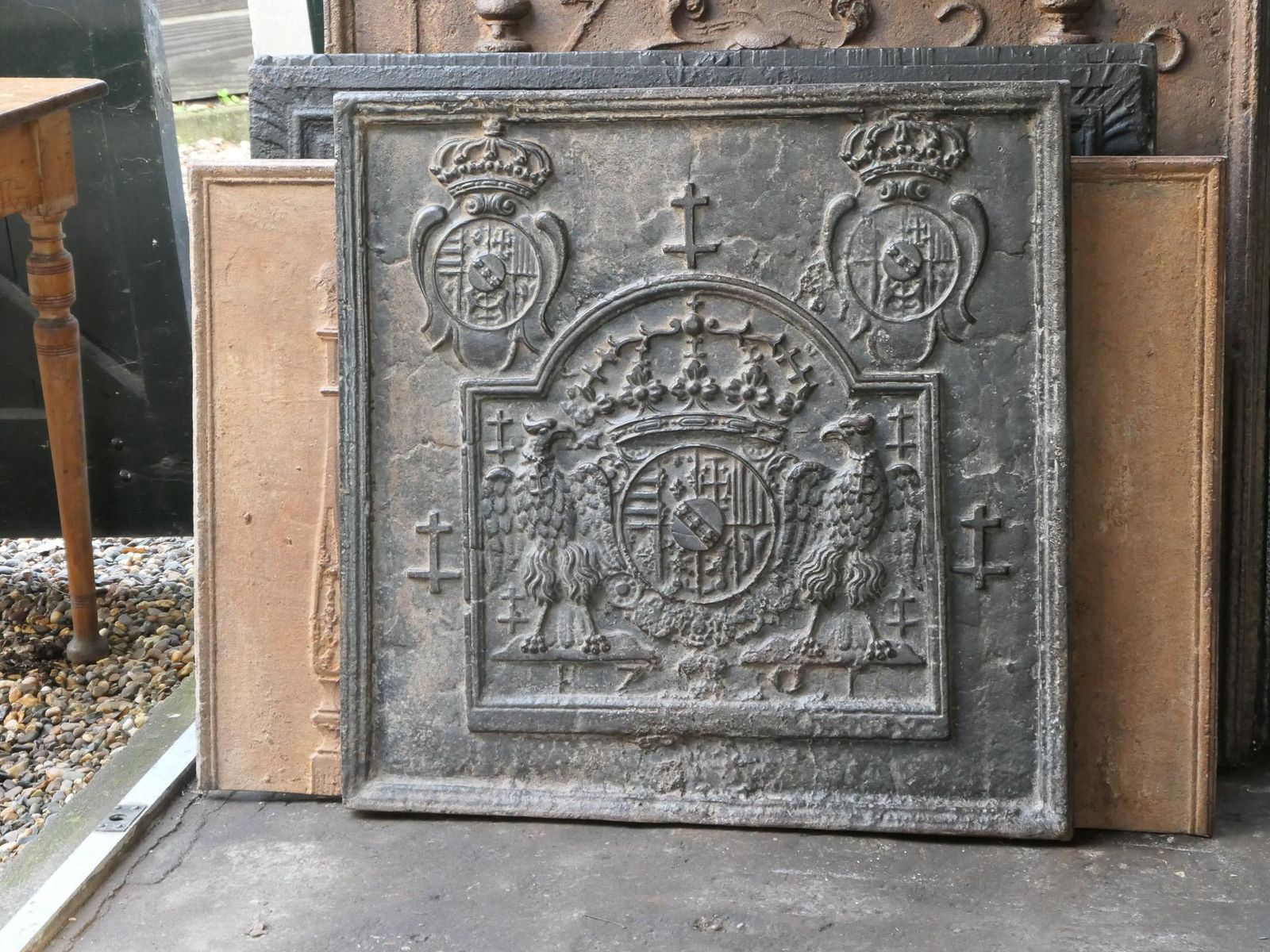 Antique French 'Arms Of Lorraine' Fireback / Backsplash, 17th Century photo for sale