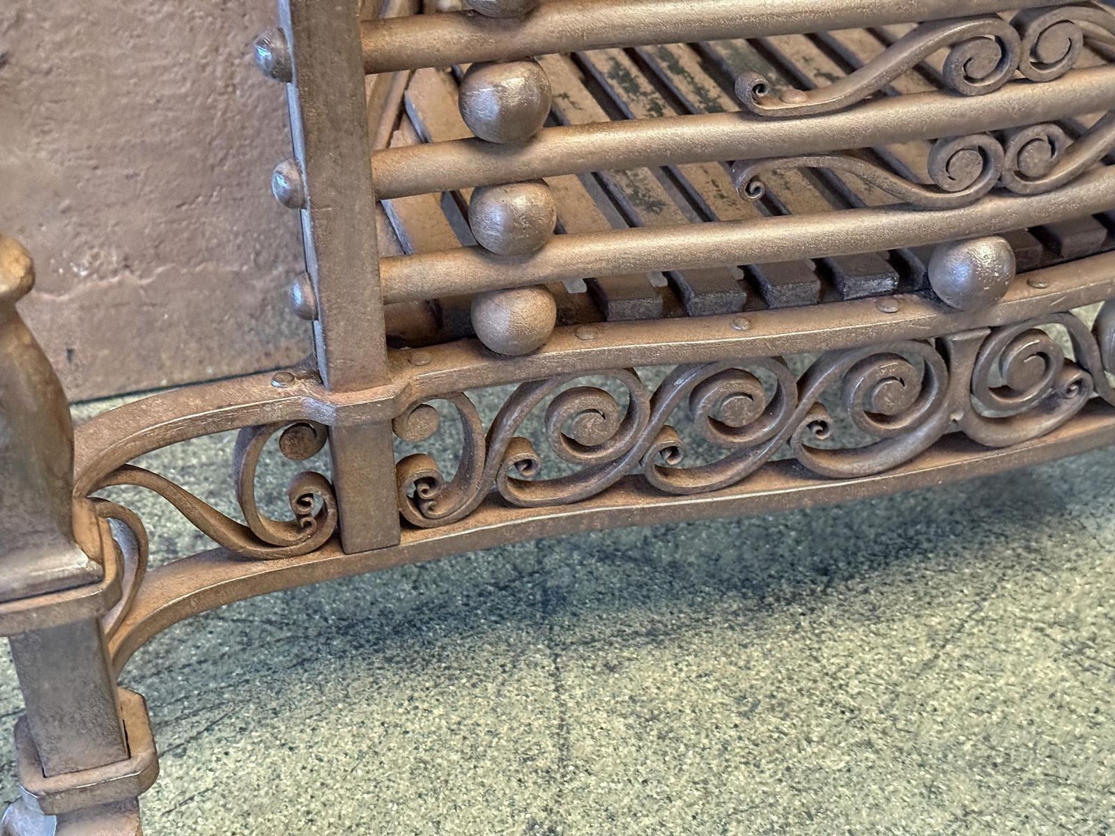 Art Nouveau Period 'Ringlever' Fireplace Log Grate, Early 20th Century photo vintage