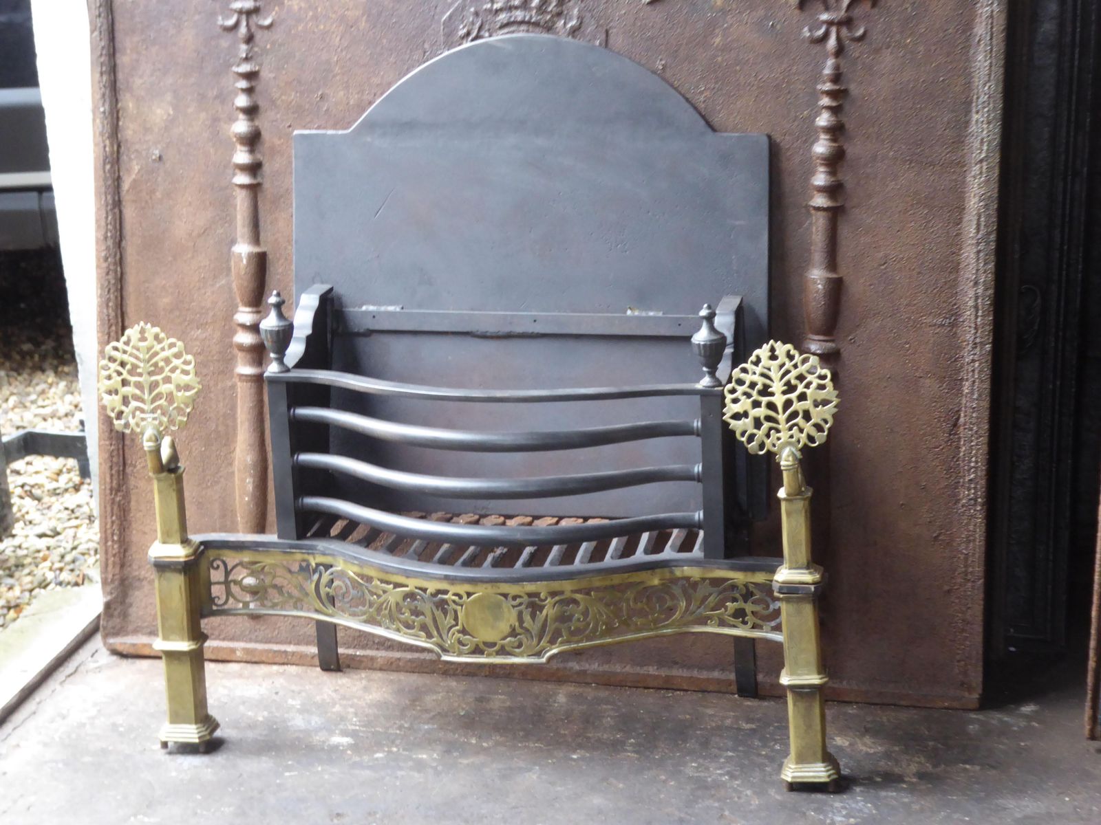 Exquisite English Art Nouveau Fireplace Grate, Fire Grate photo for sale